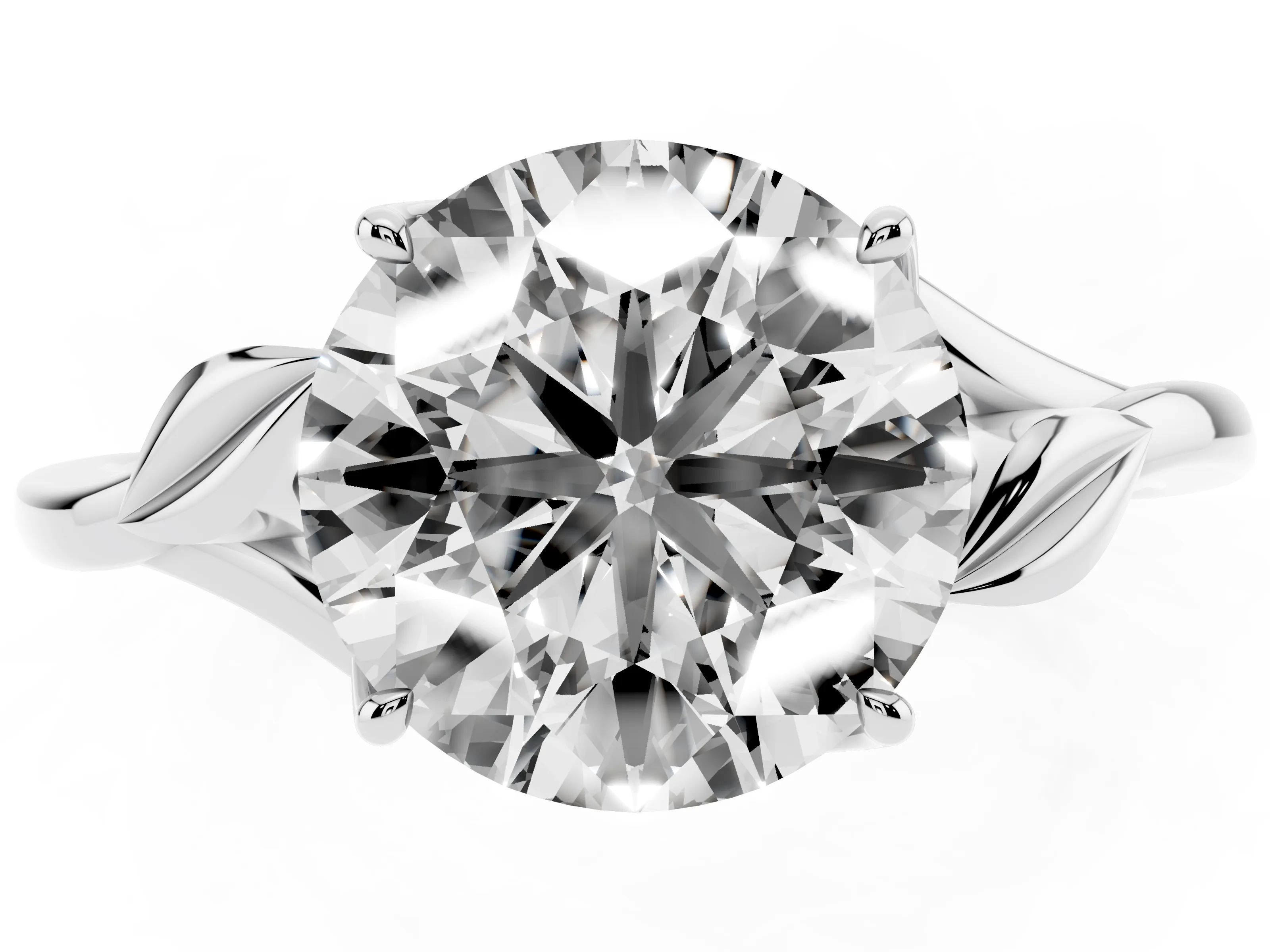 Round Cut Diamond Solitaire Ring Set in White gold with Polished Twist Band