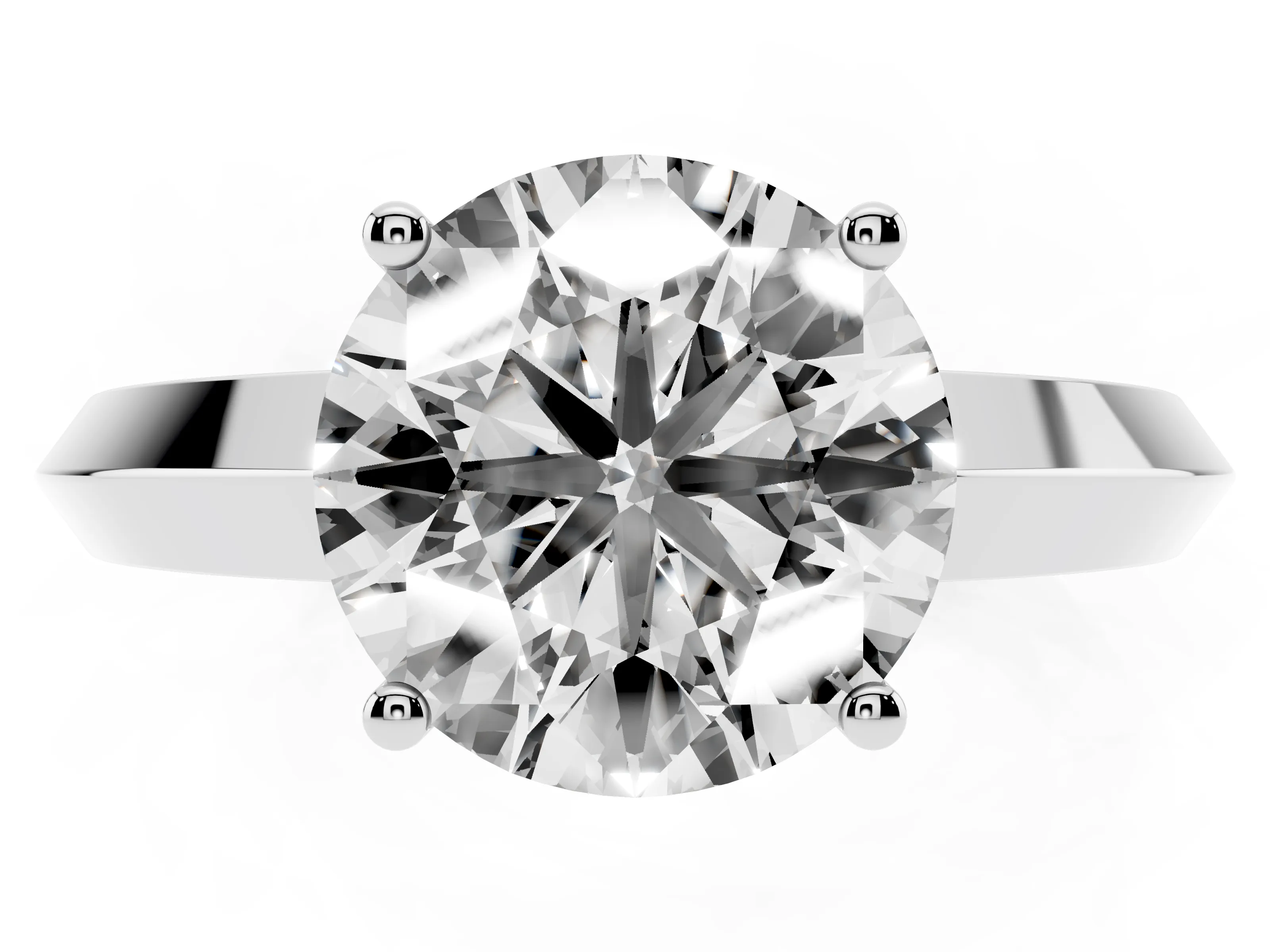 Round Cut Diamond Solitaire Engagement Ring Set in Platinum with Flat Band and Prong Setting