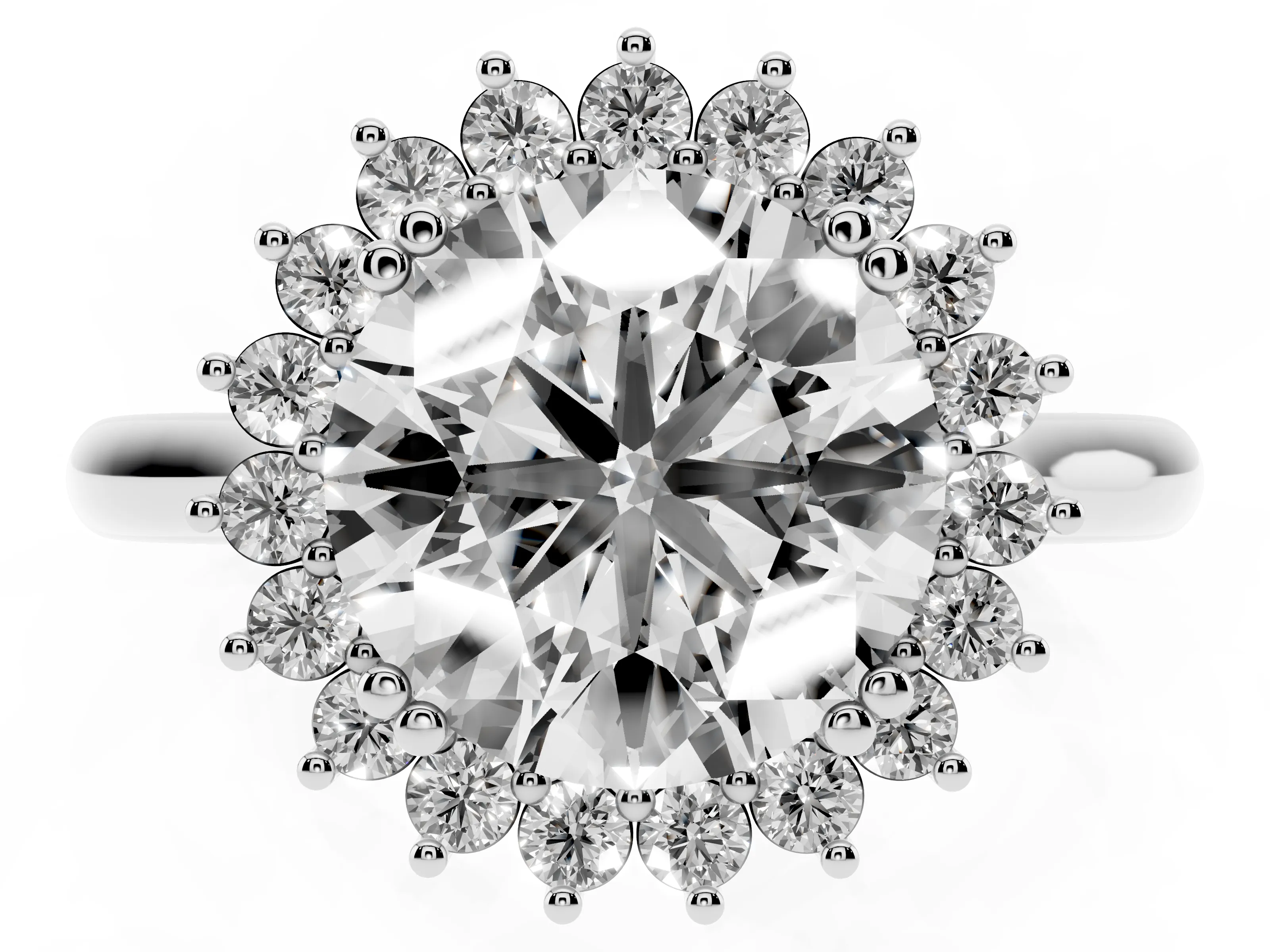 Round Cut Diamond Halo Ring Set in Platinum with Plain Solitaire Band and Prong Setting