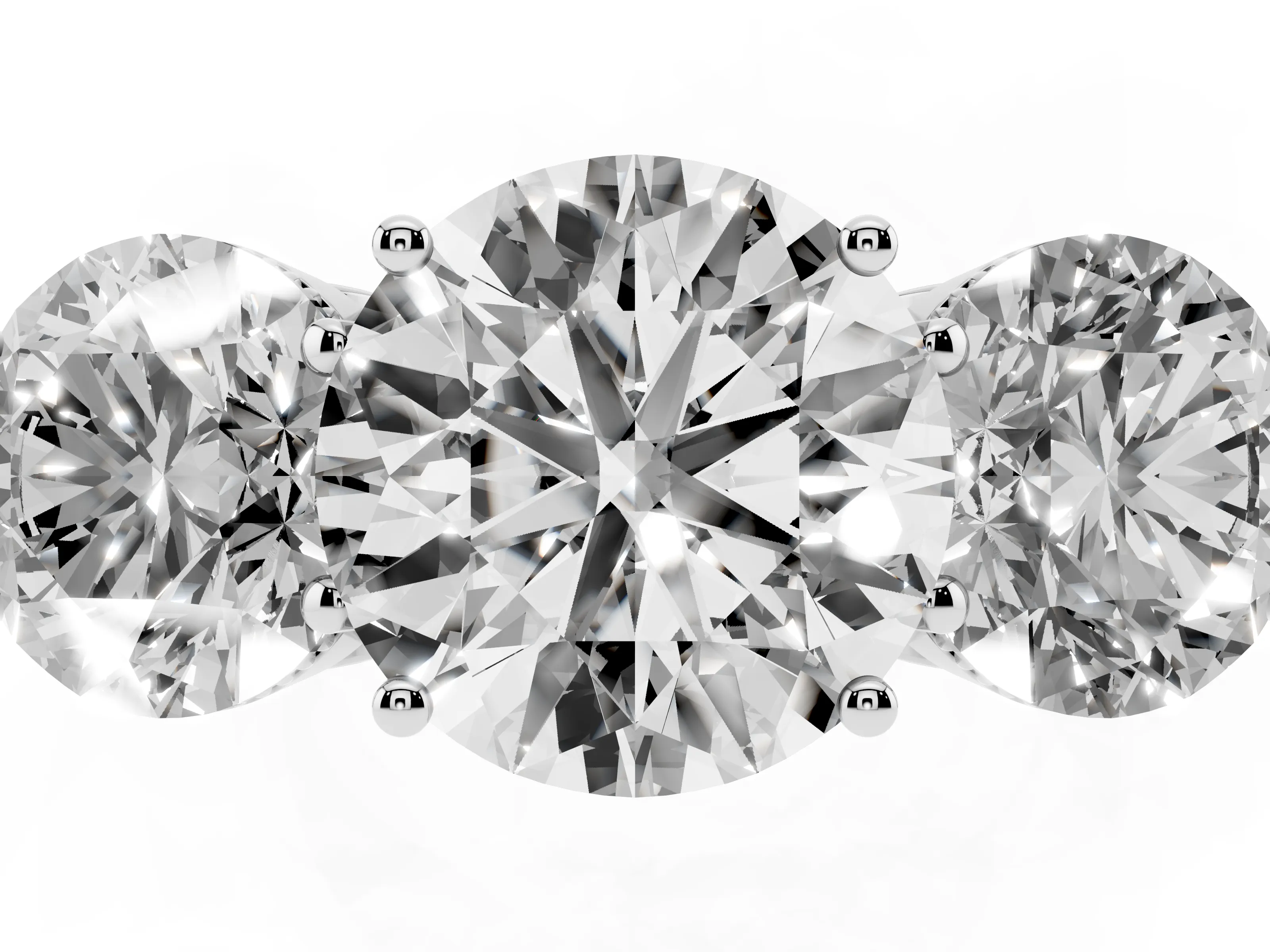 Round Cut Diamond Three-Stone Engagement Ring Set in Silver with Polished Band