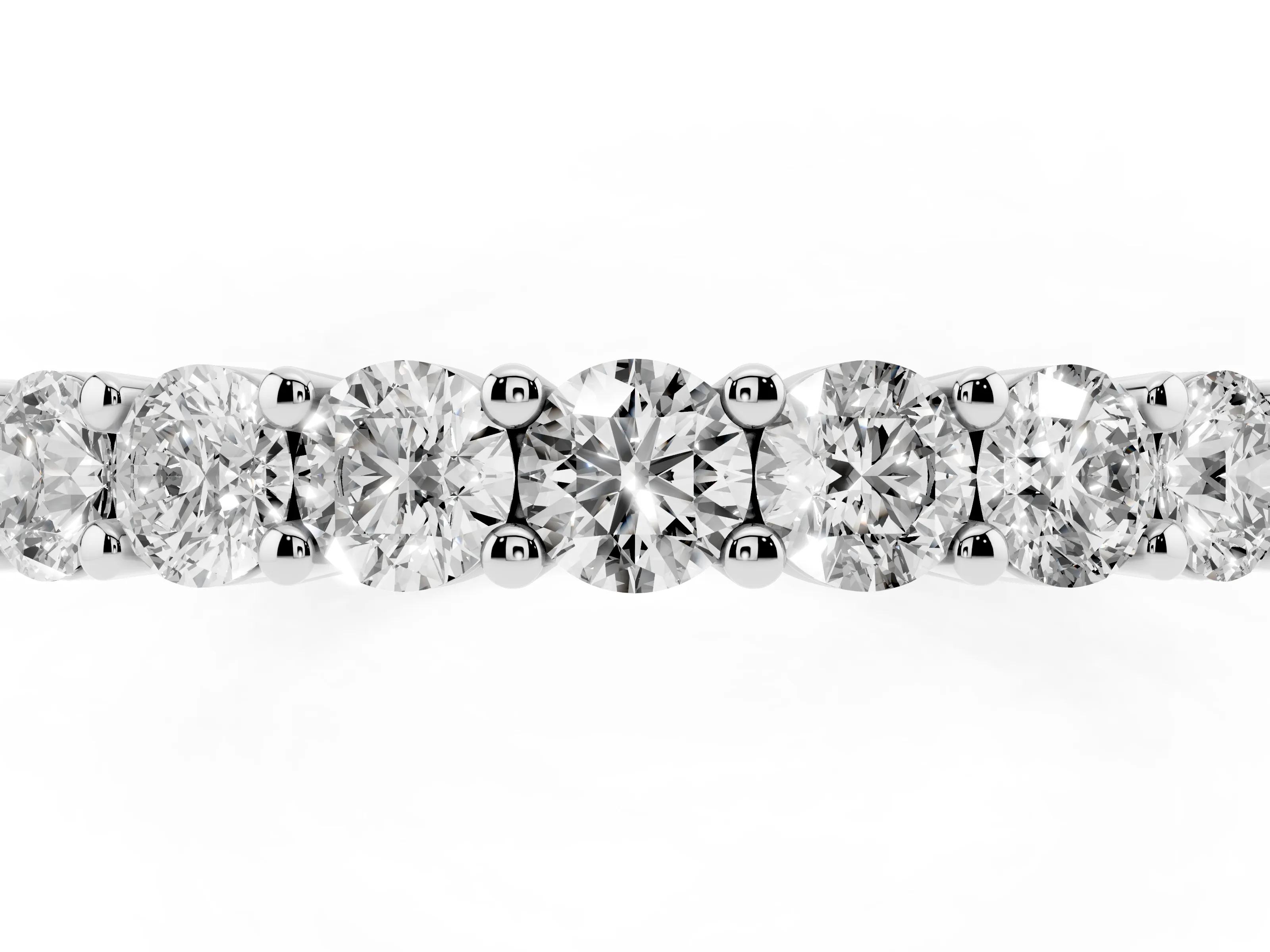 Alternating Round Diamond Promise Ring Set in Silver with Round Accent Stations