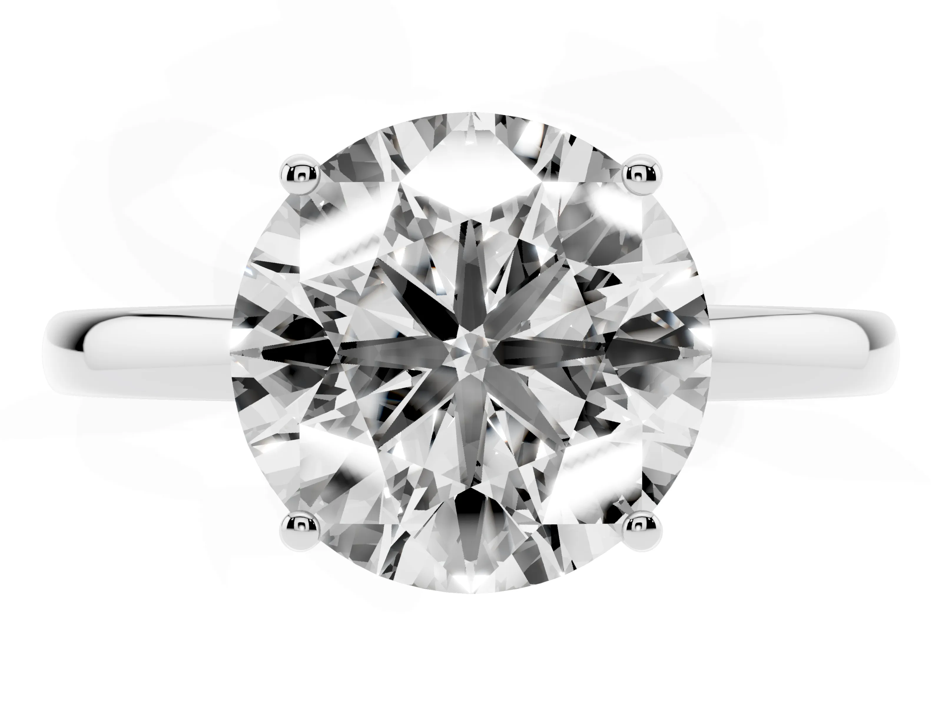 Round Cut Diamond Solitaire Ring Set in White gold with Plain Band and Prong Setting