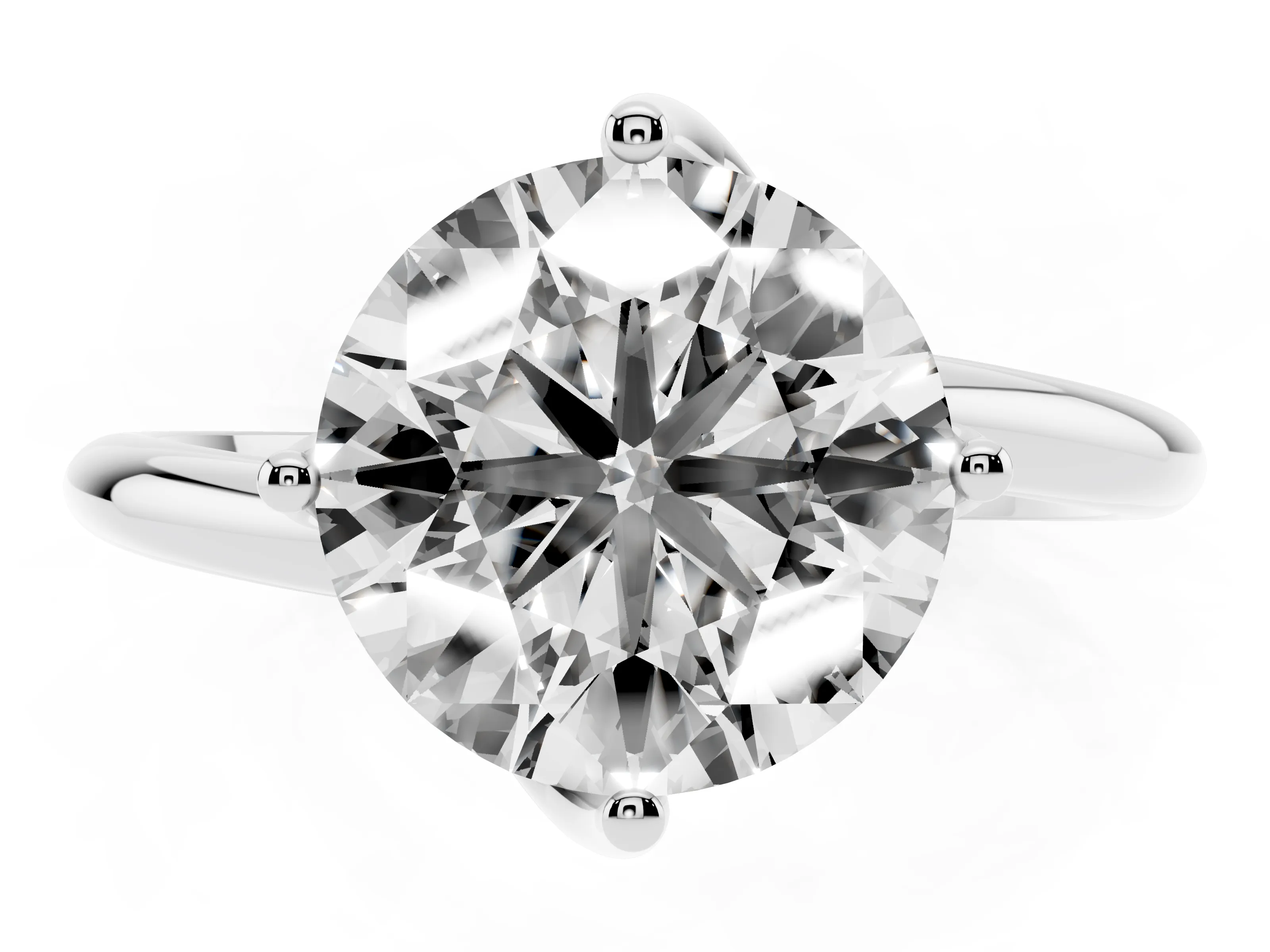 Round Cut Diamond Solitaire Engagement Ring Set in Platinum with Classic Plain Band