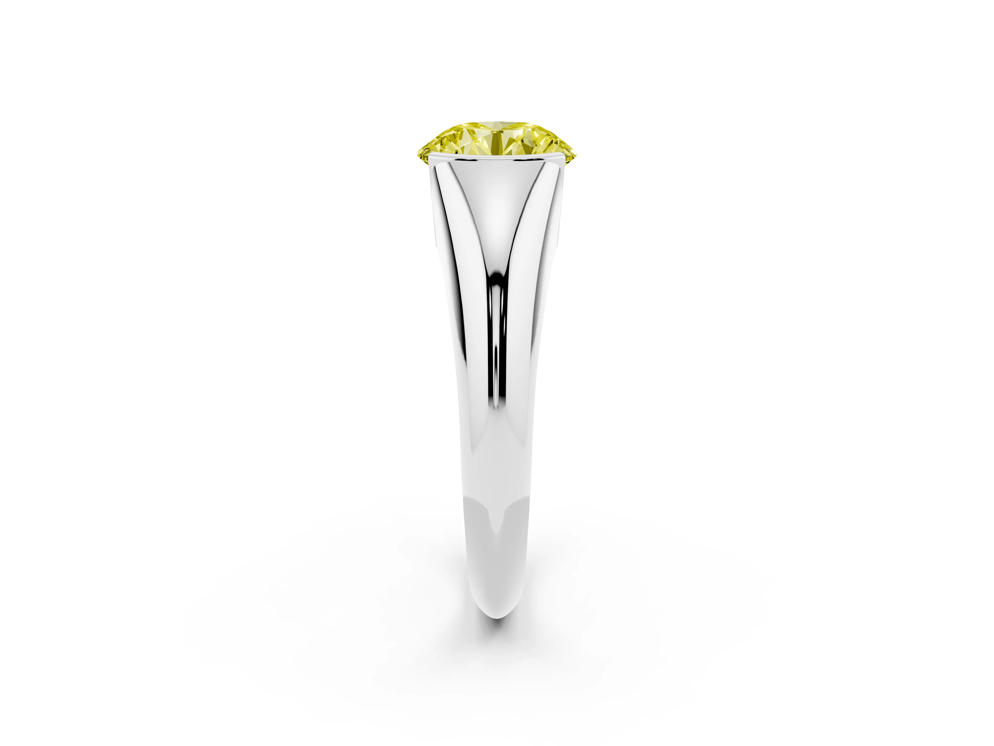 Fancy Yellow Round Cut Diamond Solitaire Tension Set Ring Set in Silver
