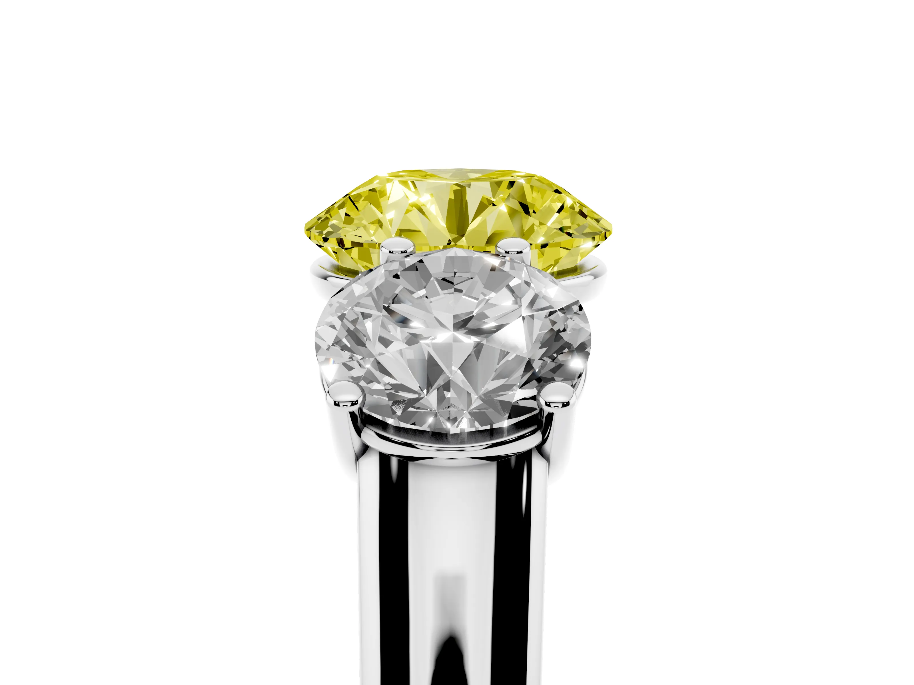 Fancy Yellow Round Cut Diamond Three-Stone Ring Set in Silver with Plain Polished Band