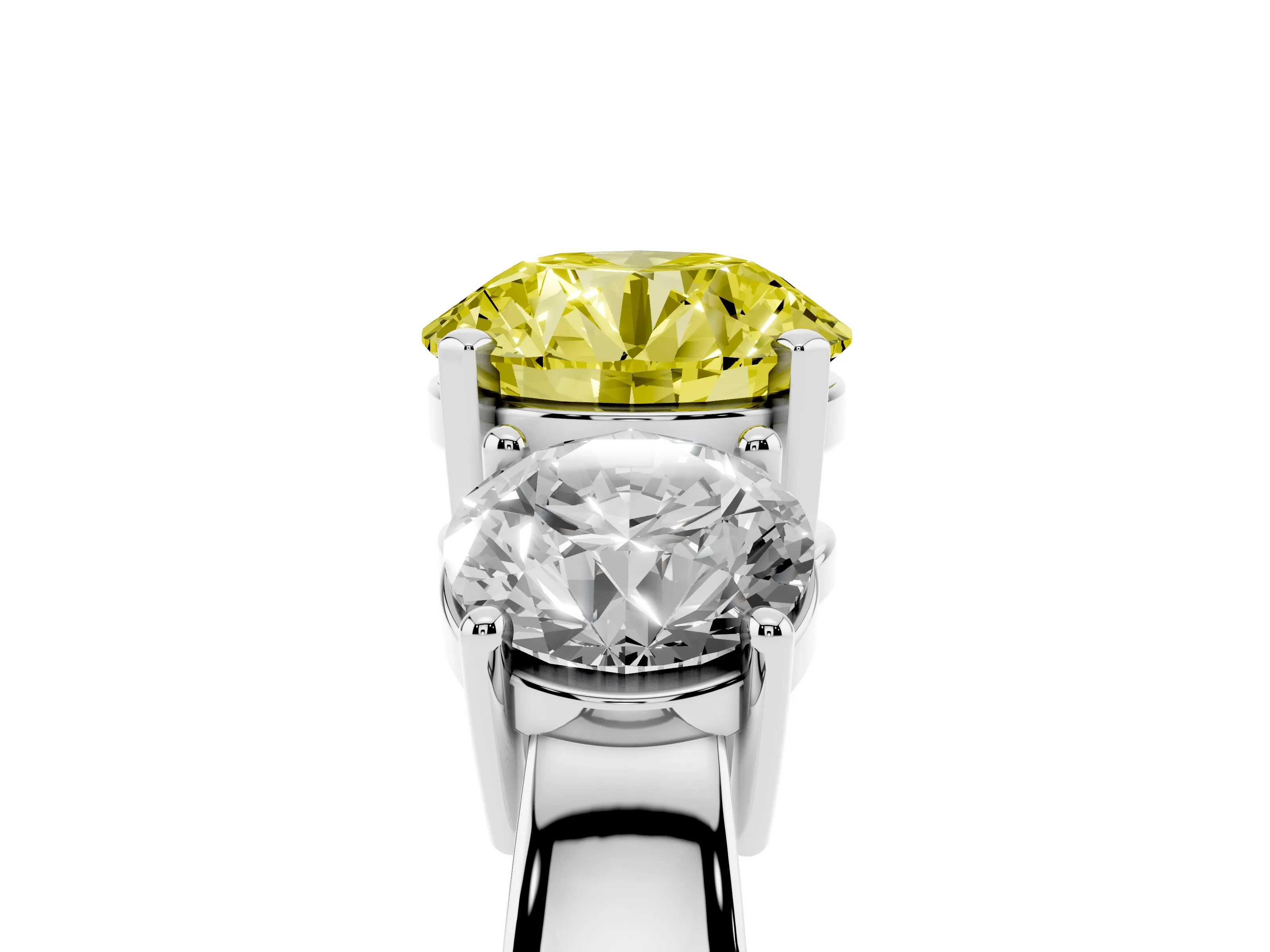 Fancy Yellow Round Cut Diamond Three-Stone Ring Set in Silver with Round Side Stones and Classic Band