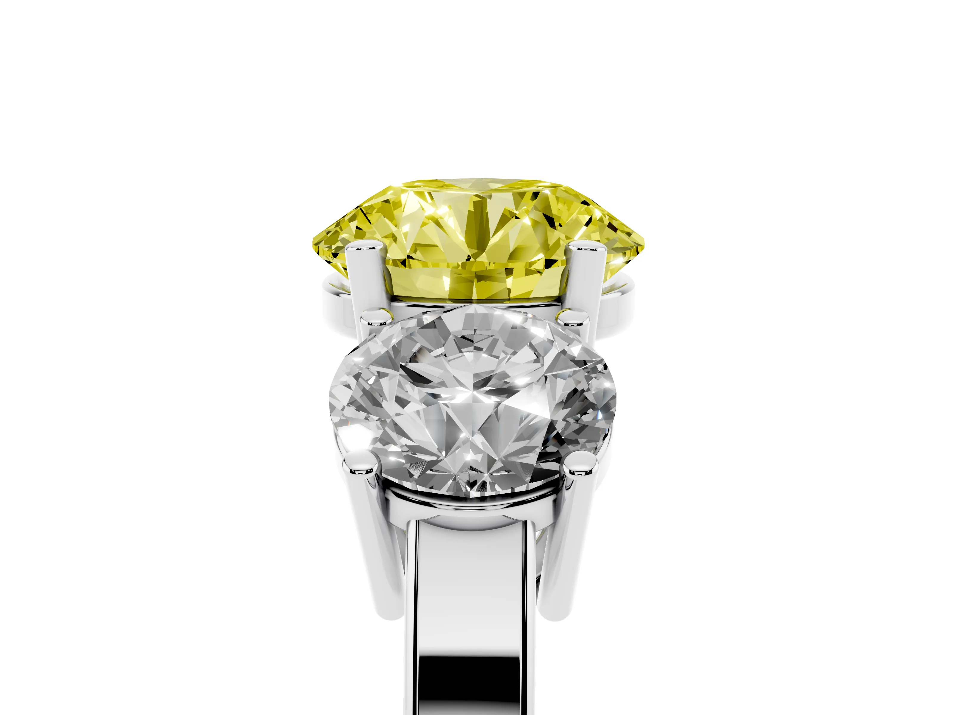 Fancy Yellow Round Cut Diamond Three-Stone Engagement Ring Set in Platinum with Flat Band
