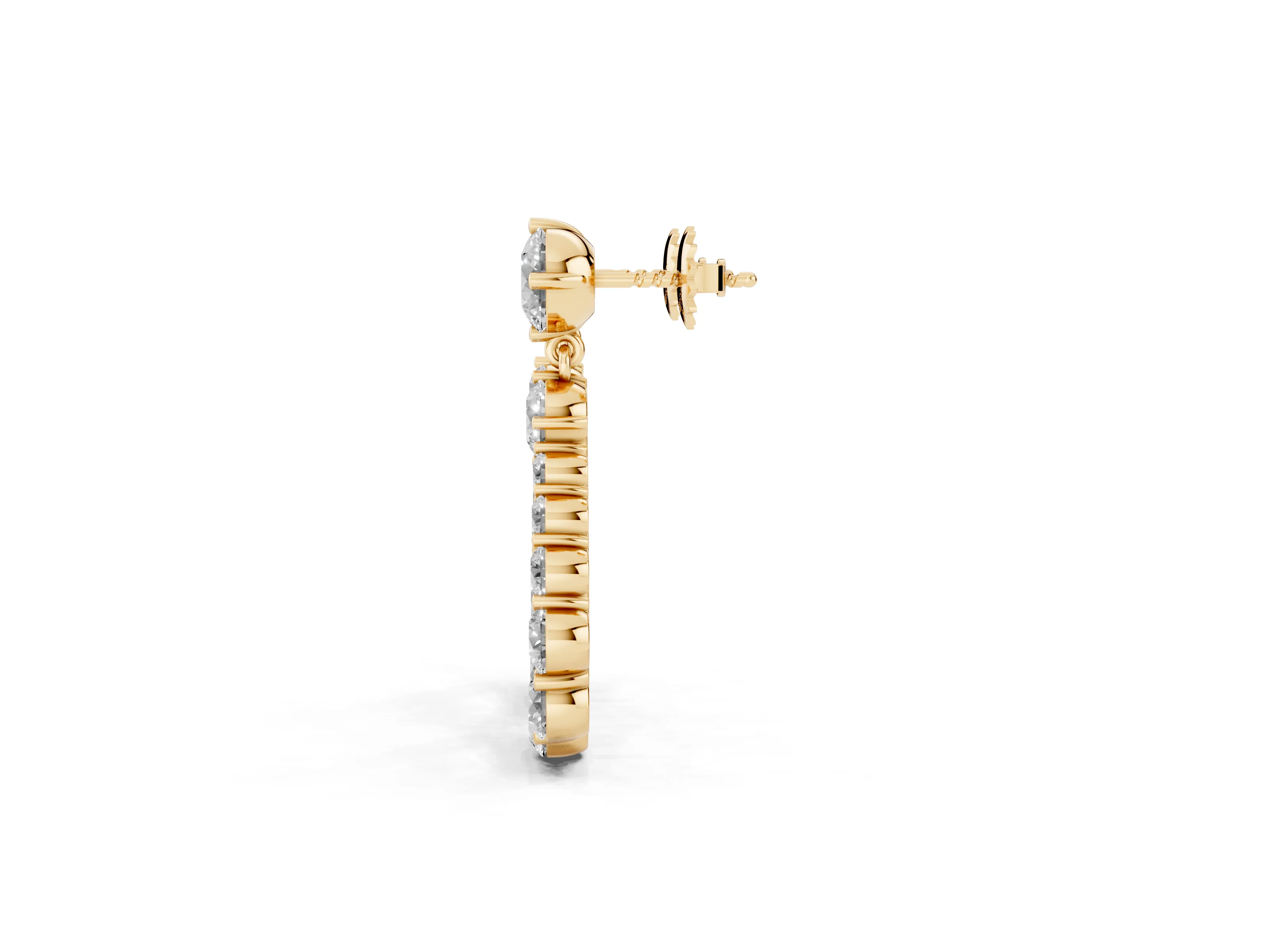 Round Lab-Grown Diamond Graduated Open Teardrop Drop Earrings | Shared Prongs | Yellow Gold