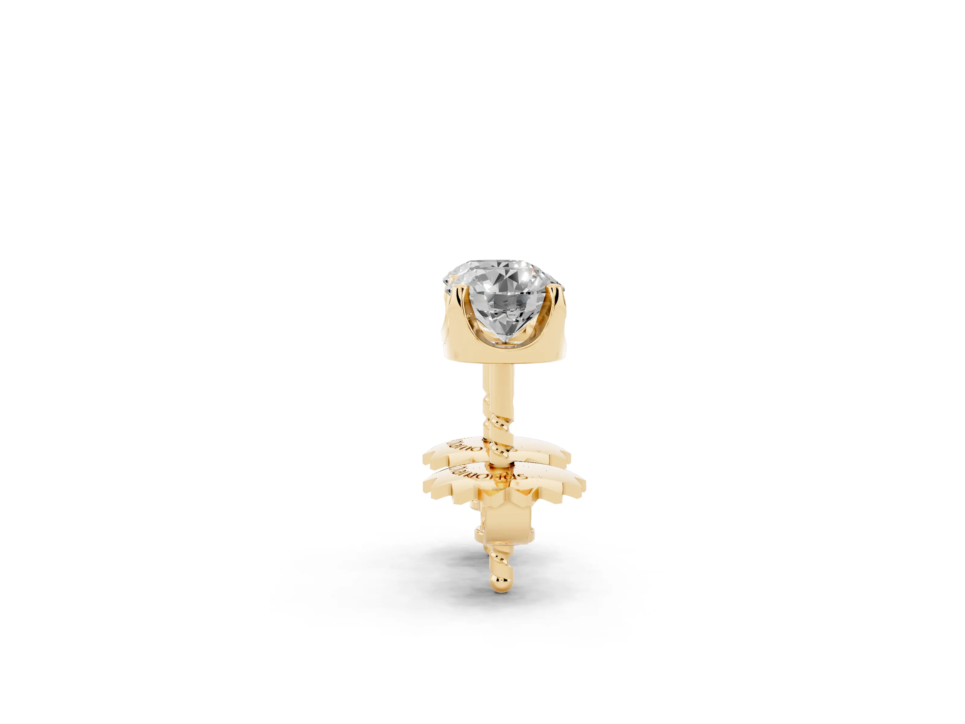 Round Lab-Grown Diamond Solitaire Stud Earrings | Basket Setting | Yellow Gold