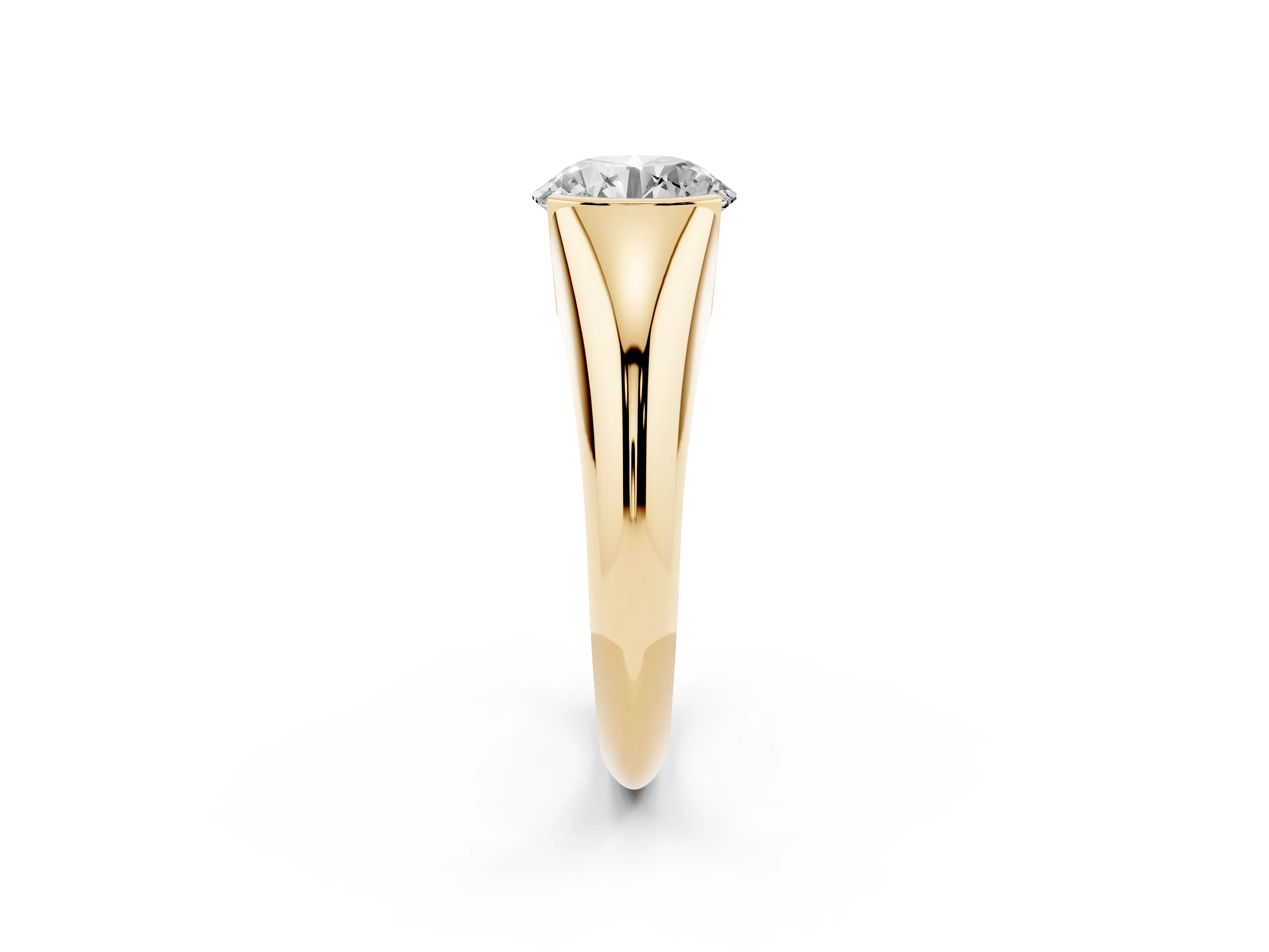 Round Cut Diamond Solitaire Tension Set Ring Set in Yellow gold