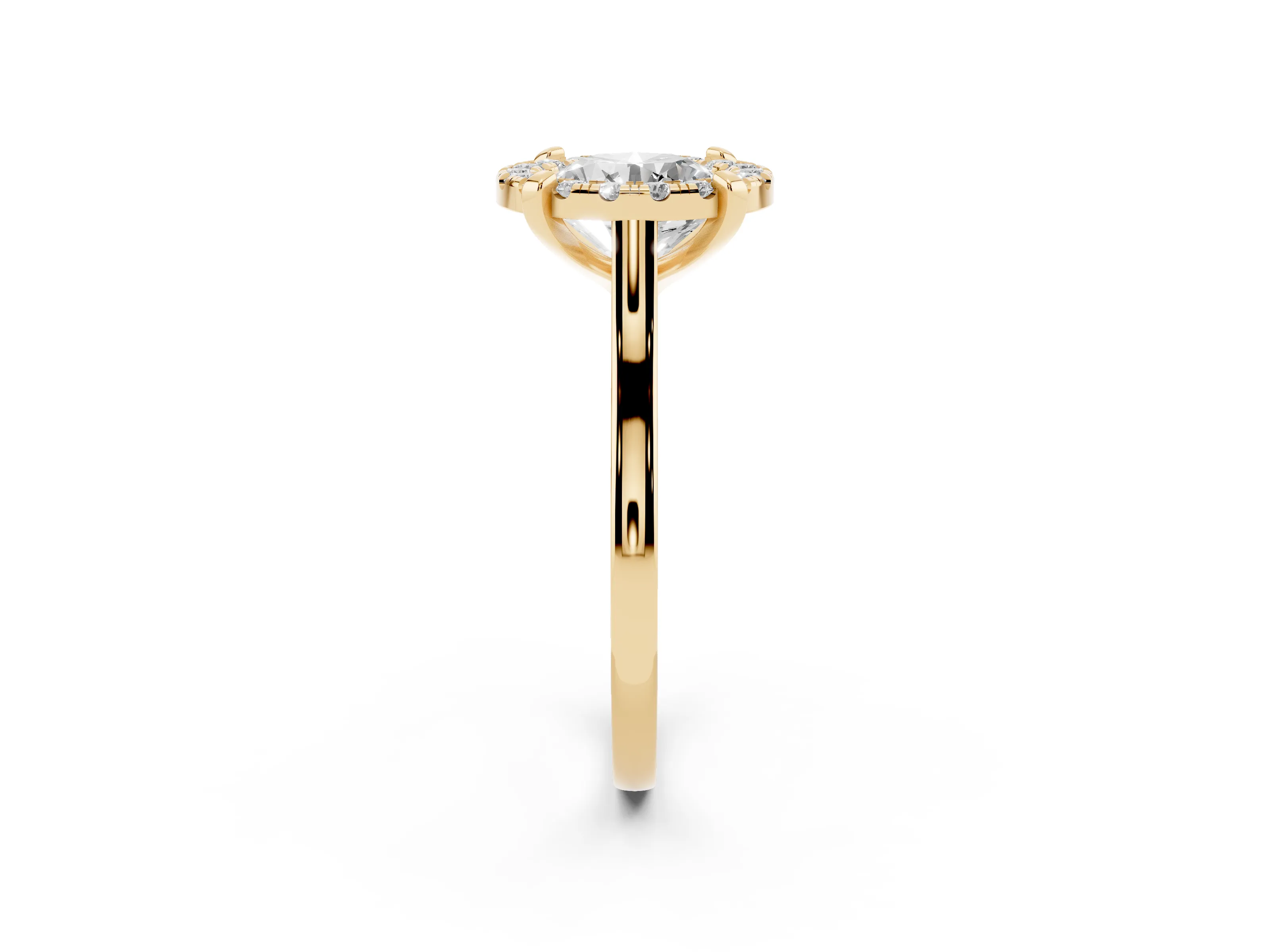Round Cut Diamond Cluster Halo Solitaire Ring Set in Yellow gold with Prong Setting