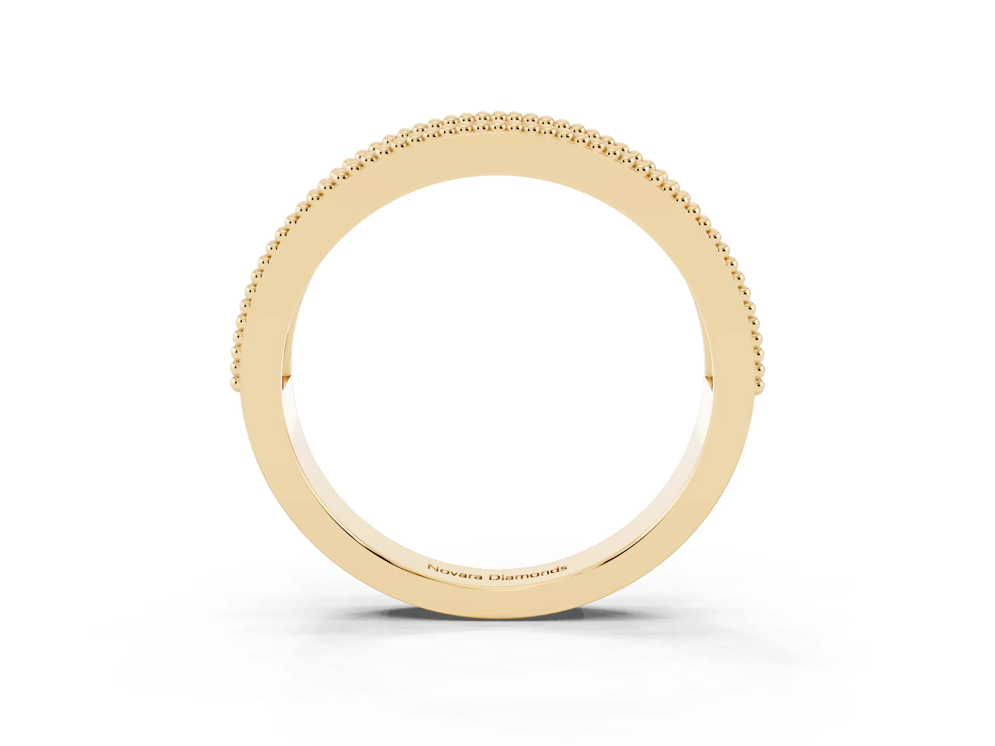 Round Diamond Marquise Shape Band Set in Yellow gold with Milgrain Detail and Prong Setting