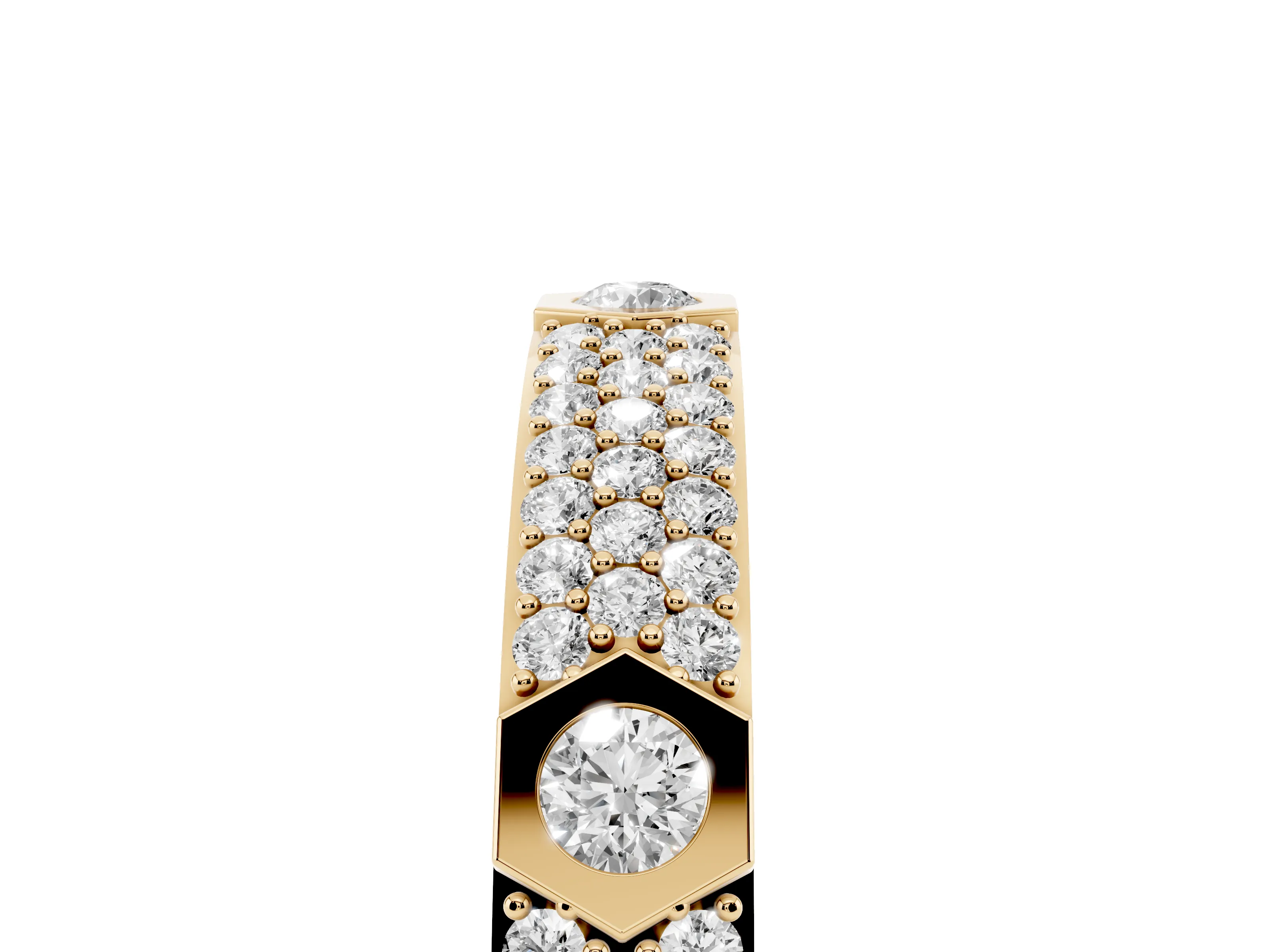 Round Diamond Pavé Promise Ring Set in Yellow gold with Round Accent Stations