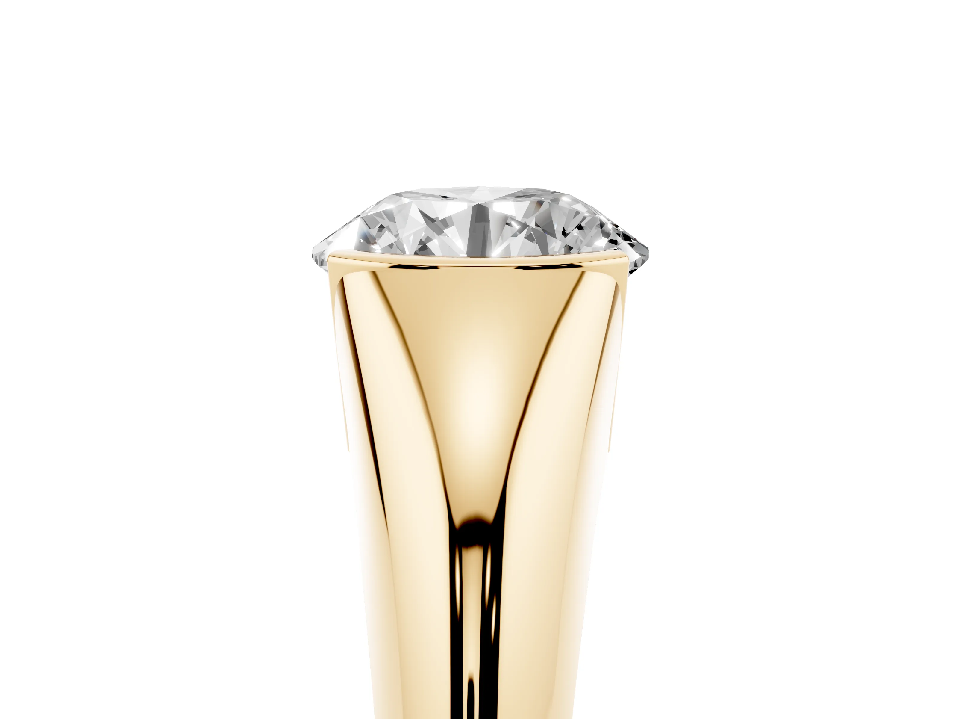 Round Cut Diamond Solitaire Tension Set Ring Set in Yellow gold