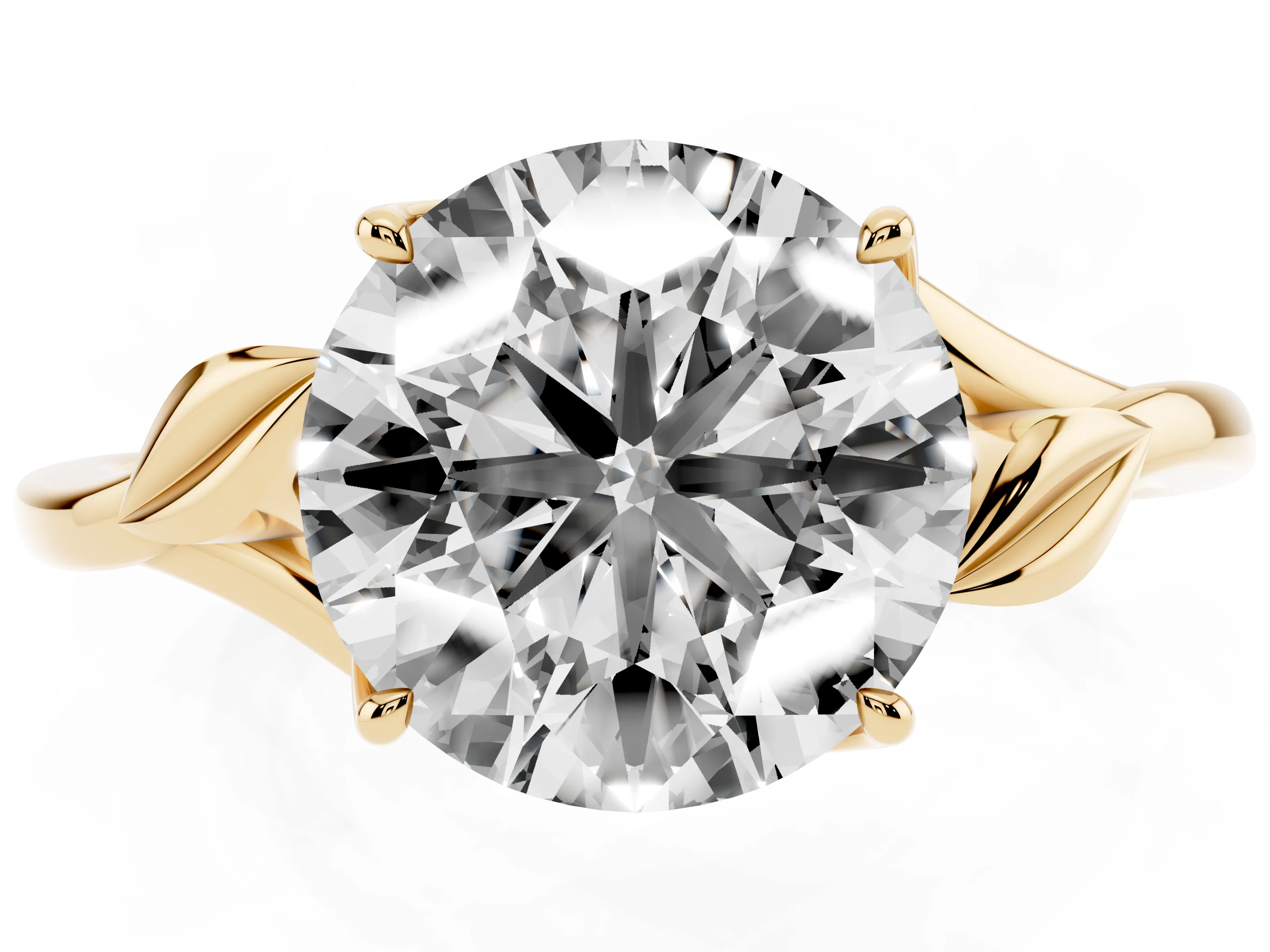 Round Cut Diamond Solitaire Ring Set in Yellow gold with Polished Twist Band