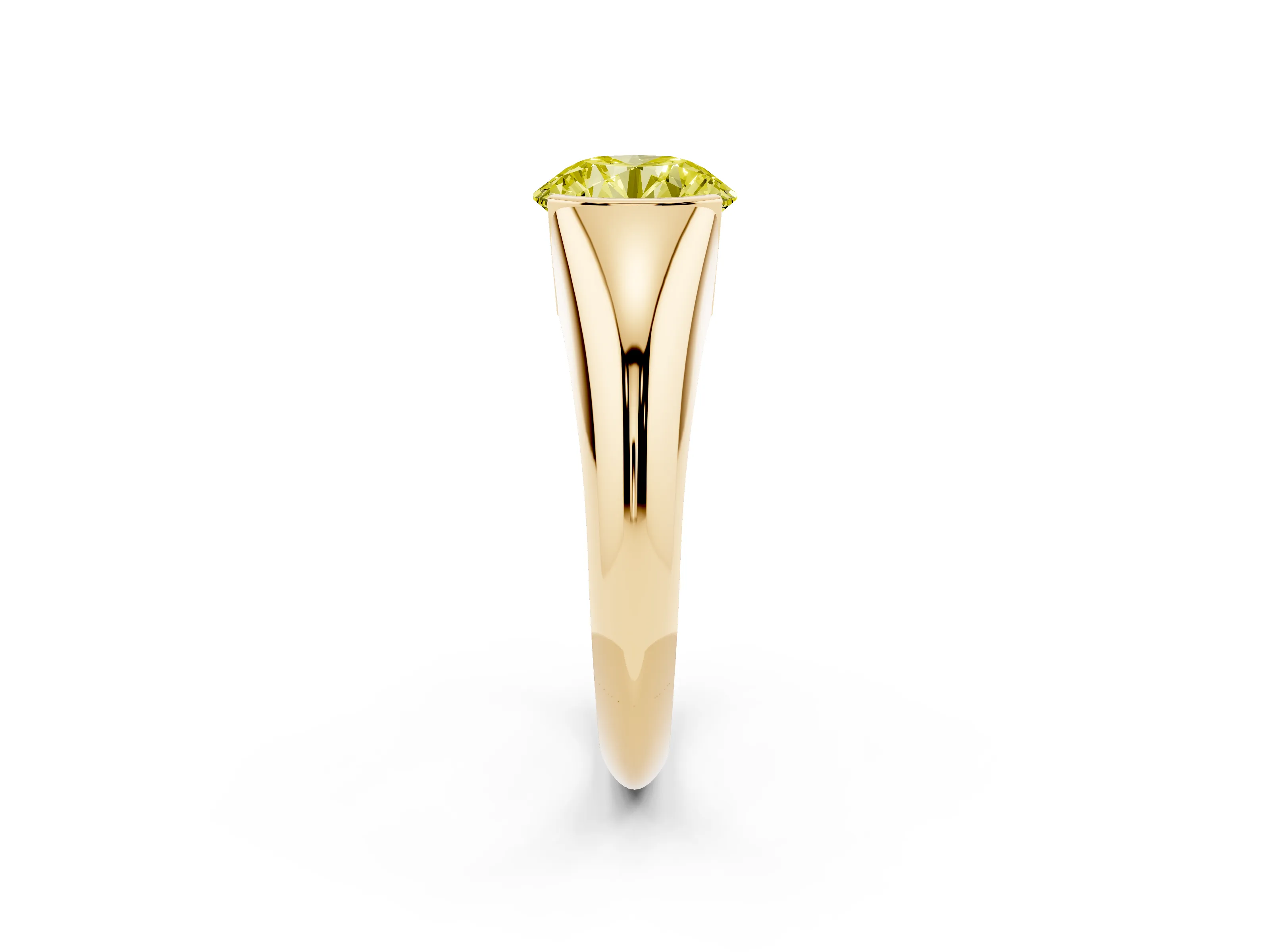 Fancy Yellow Round Cut Diamond Solitaire Tension Set Ring Set in Yellow gold