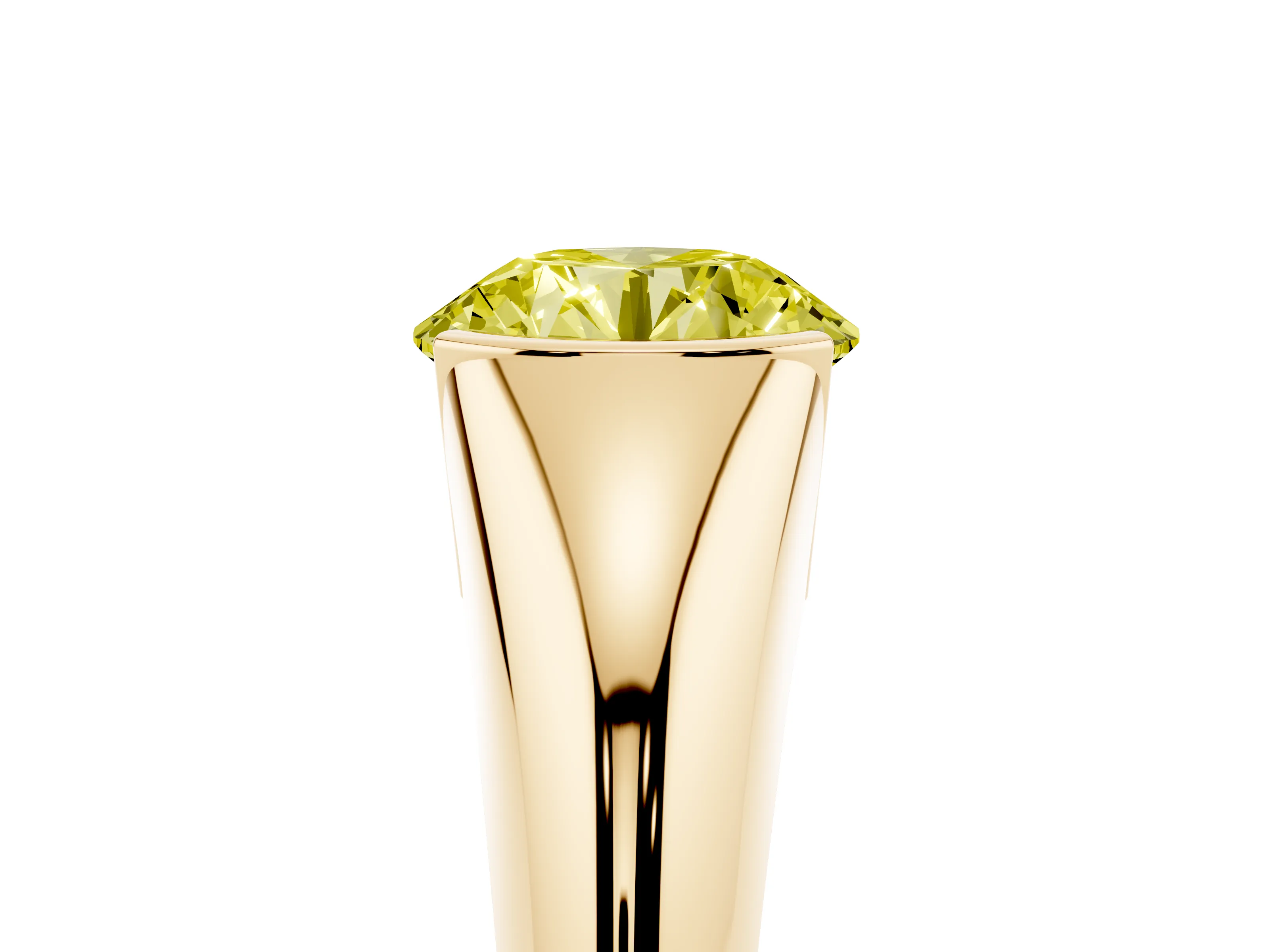 Fancy Yellow Round Cut Diamond Solitaire Tension Set Ring Set in Yellow gold
