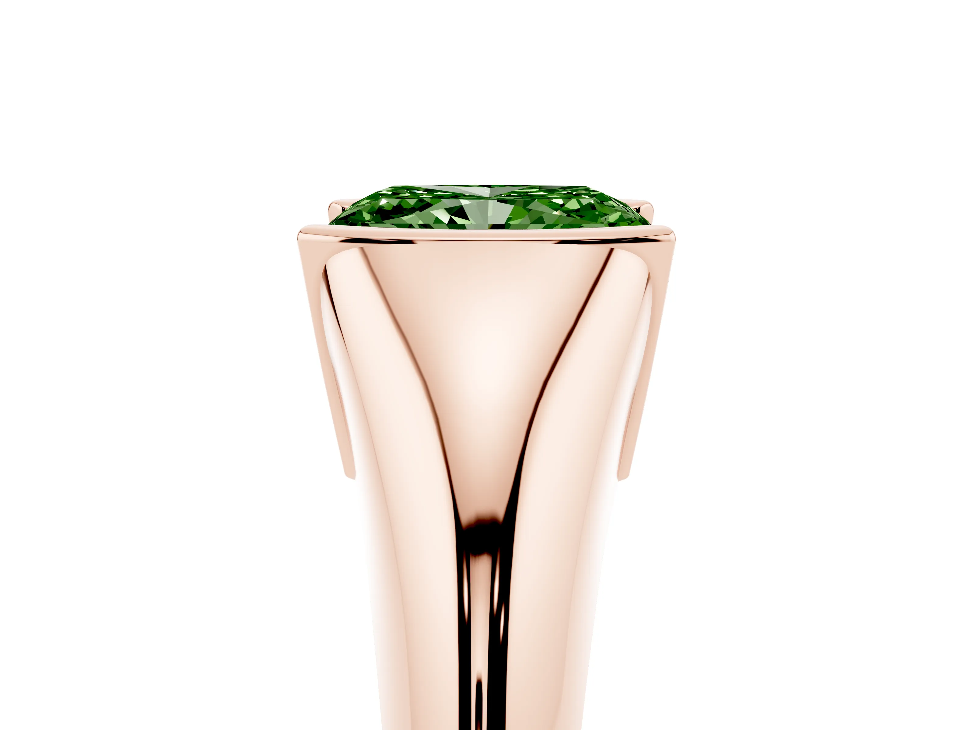 Fancy Green Radiant Cut Diamond Solitaire Tension Set Ring Set in Rose gold