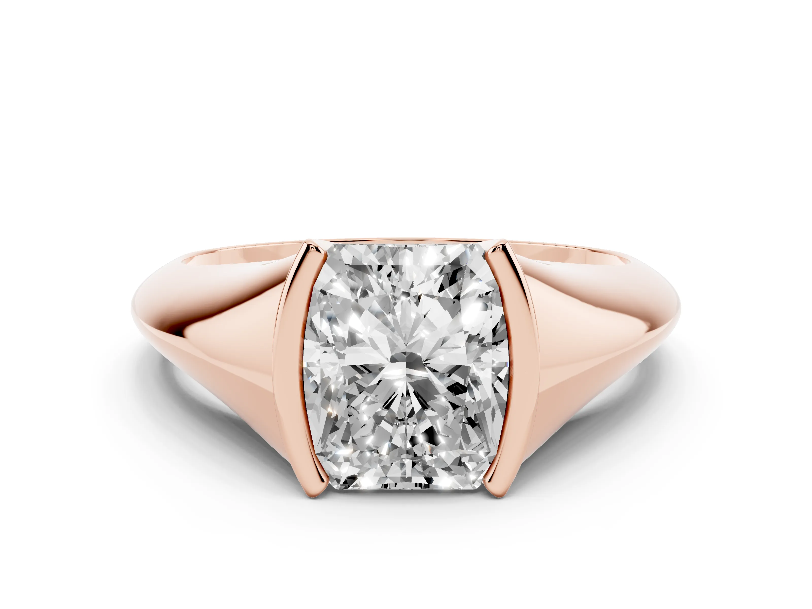 Radiant Cut Diamond Solitaire Tension Set Ring Set in Rose gold