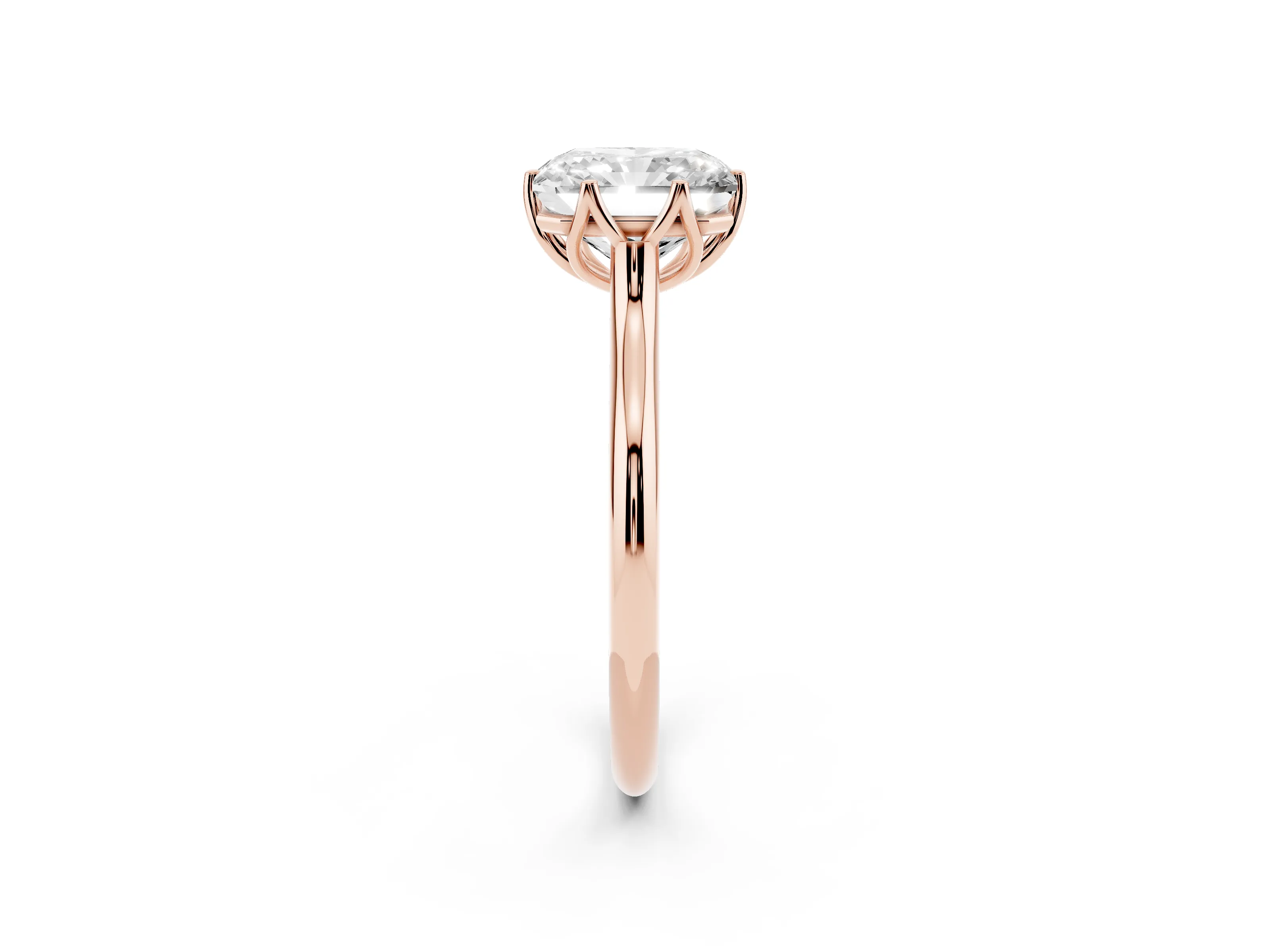 Radiant Cut Diamond Solitaire Cathedral Ring Set in Rose gold with Prong Setting