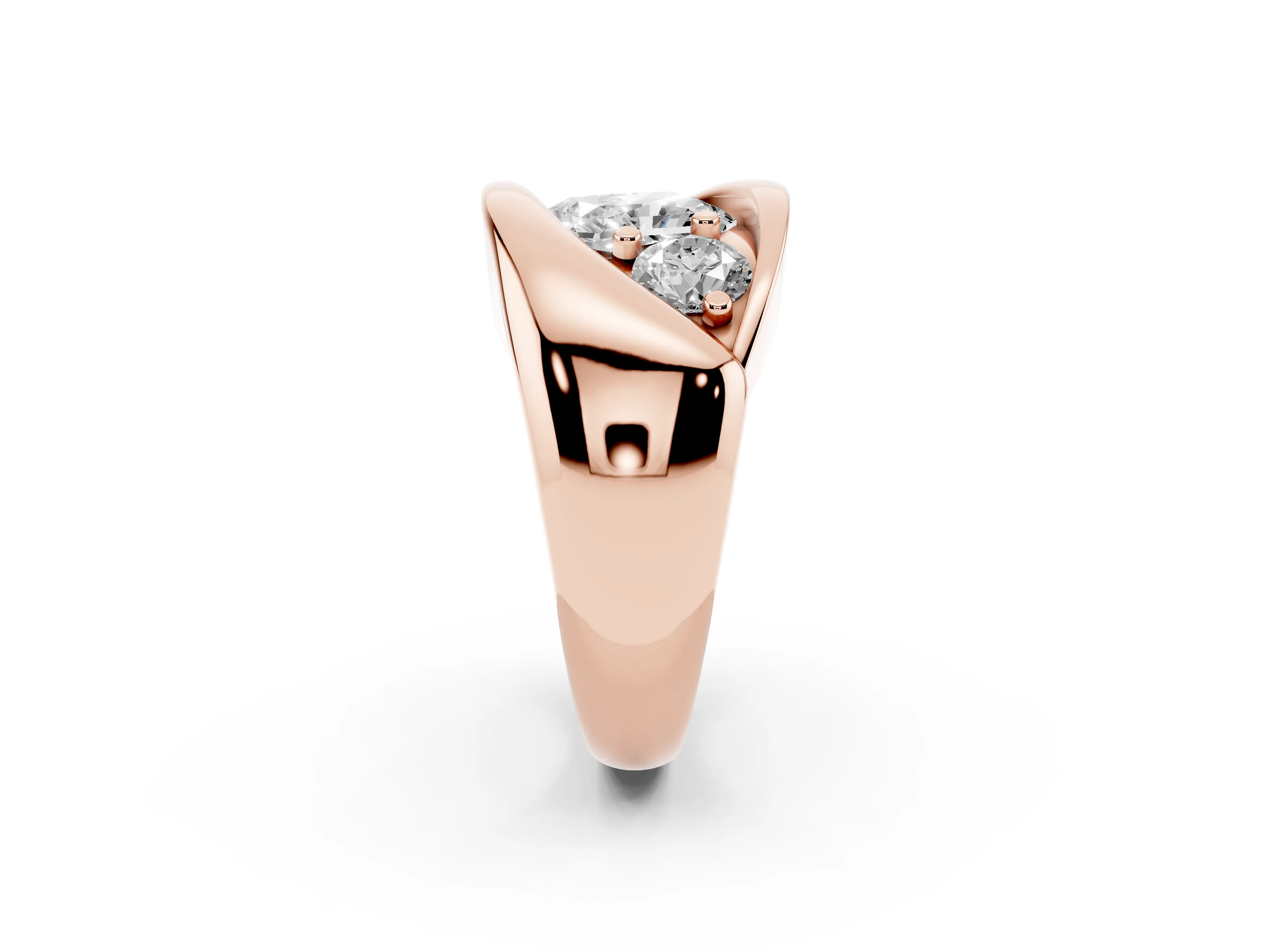 Radiant Cut Diamond Channel-Set Crossover Ring Set in Rose gold