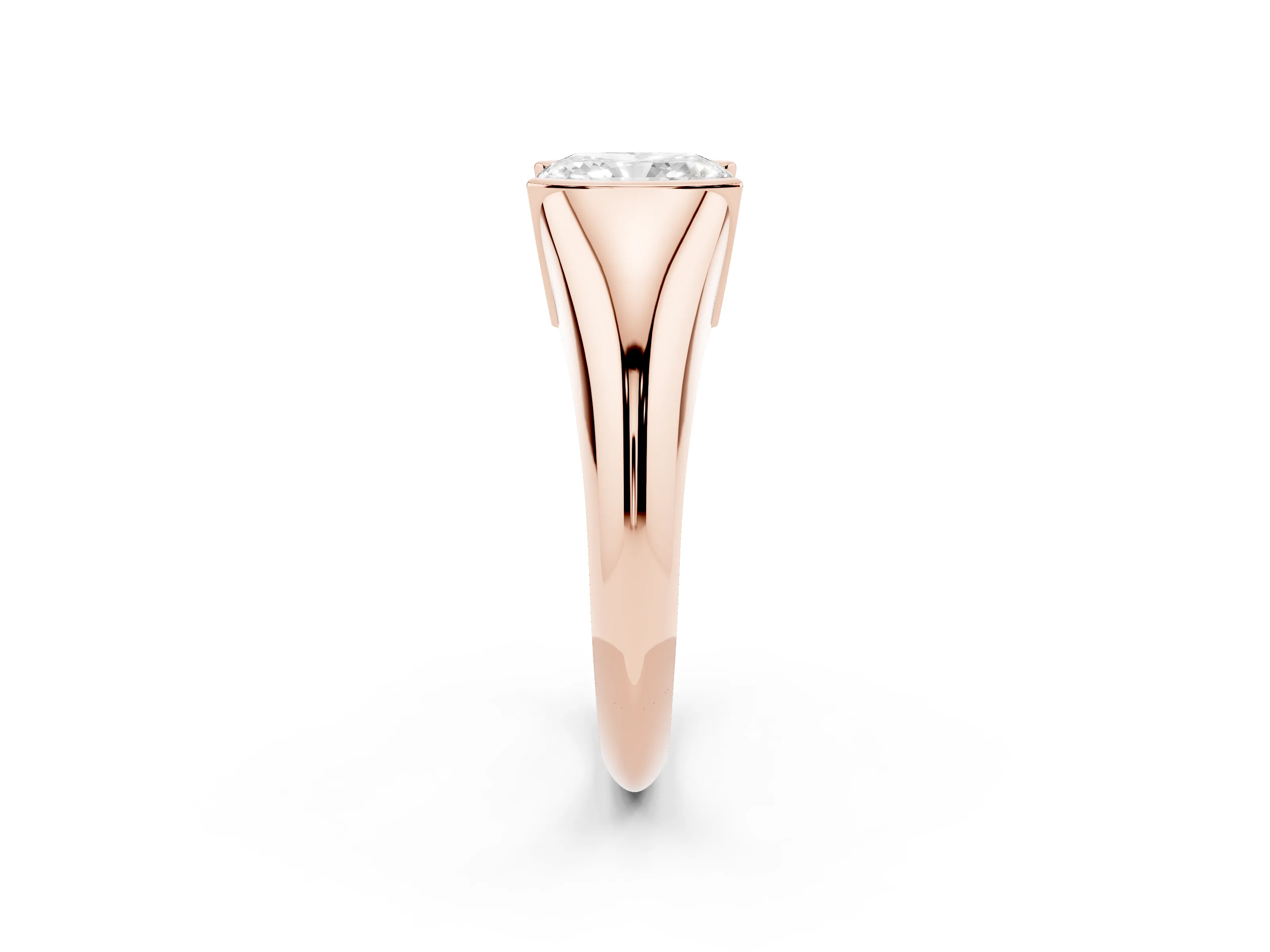 Radiant Cut Diamond Solitaire Tension Set Ring Set in Rose gold