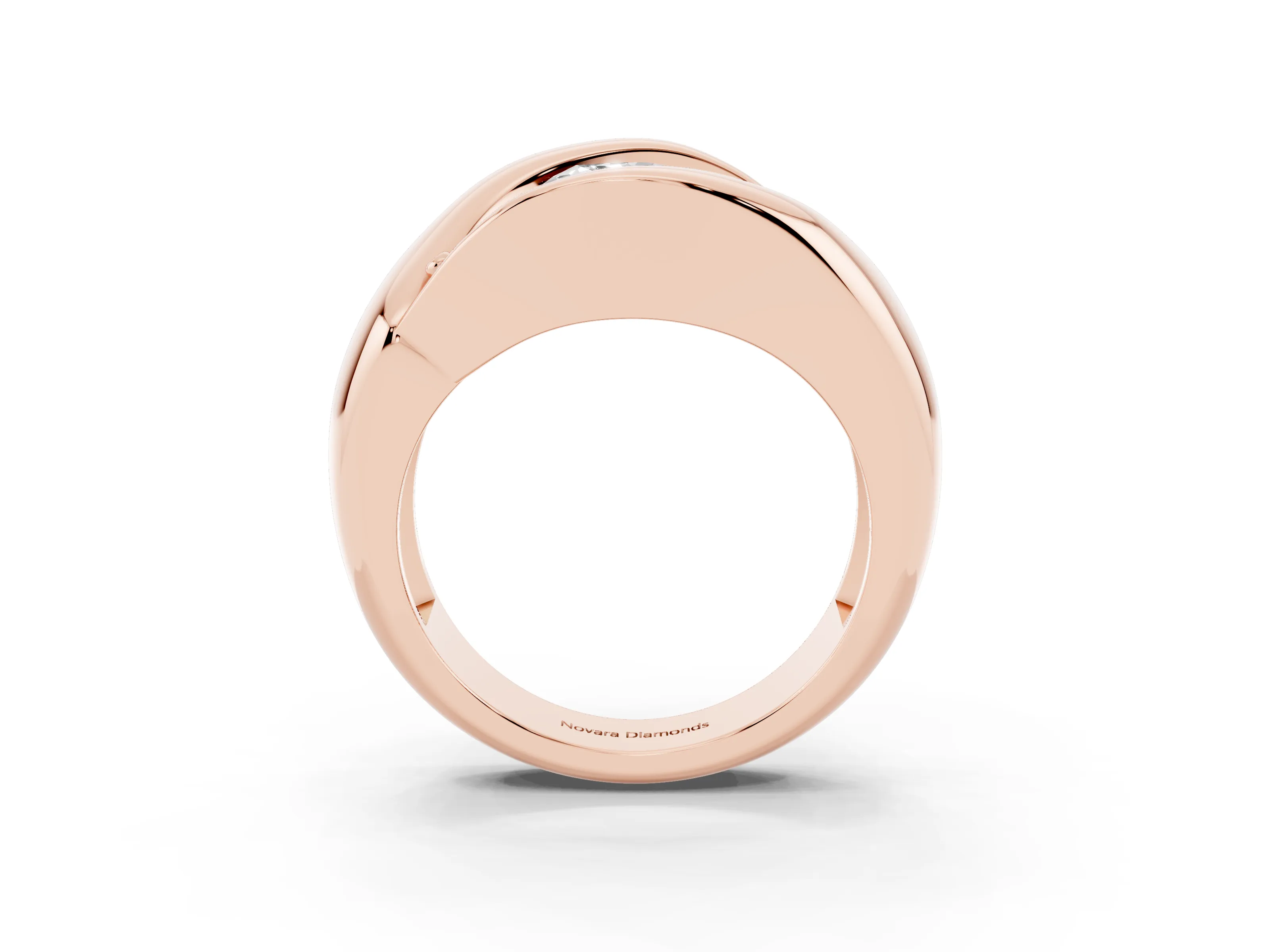Radiant Cut Diamond Channel-Set Crossover Ring Set in Rose gold