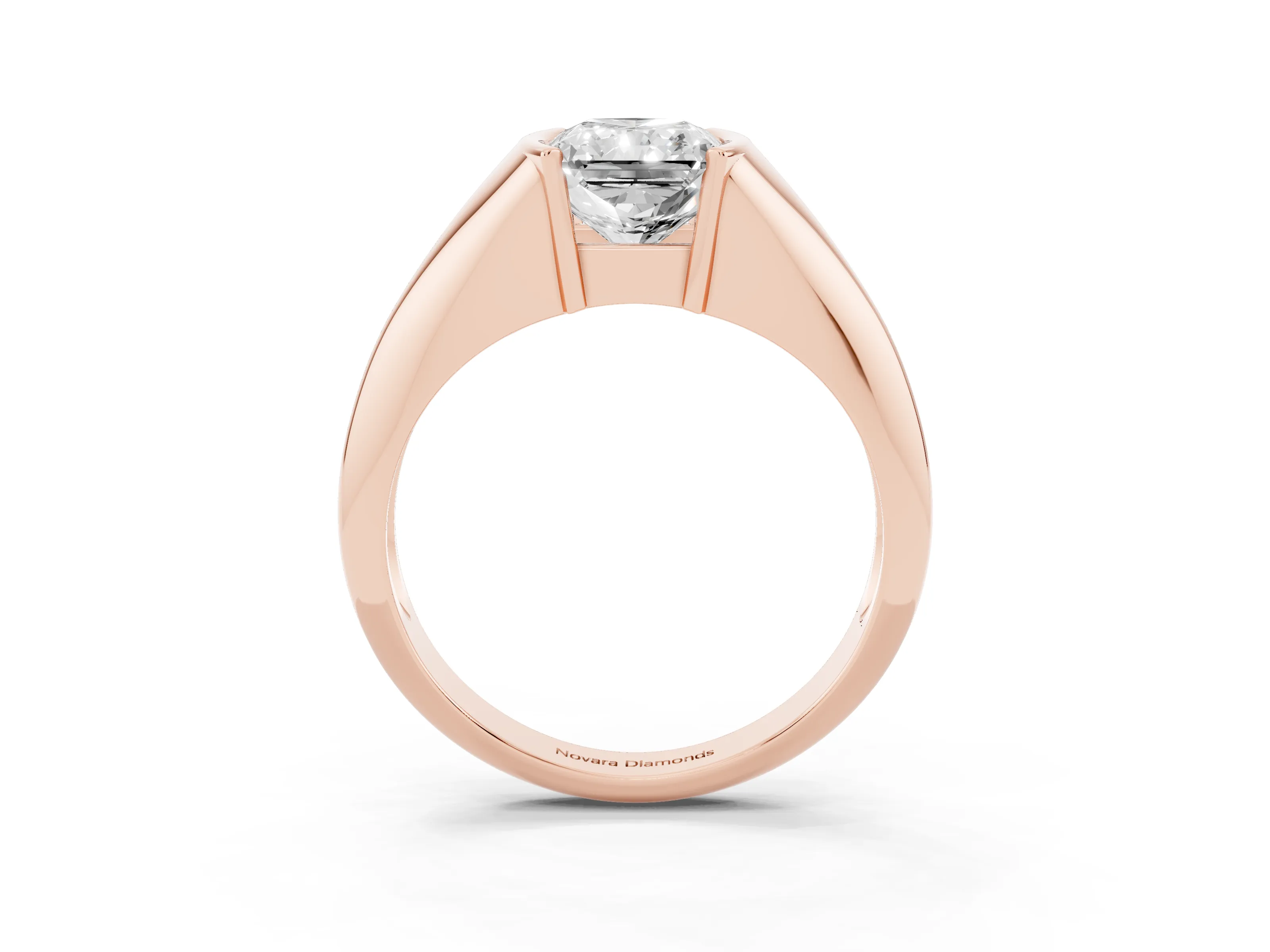 Radiant Cut Diamond Solitaire Tension Set Ring Set in Rose gold