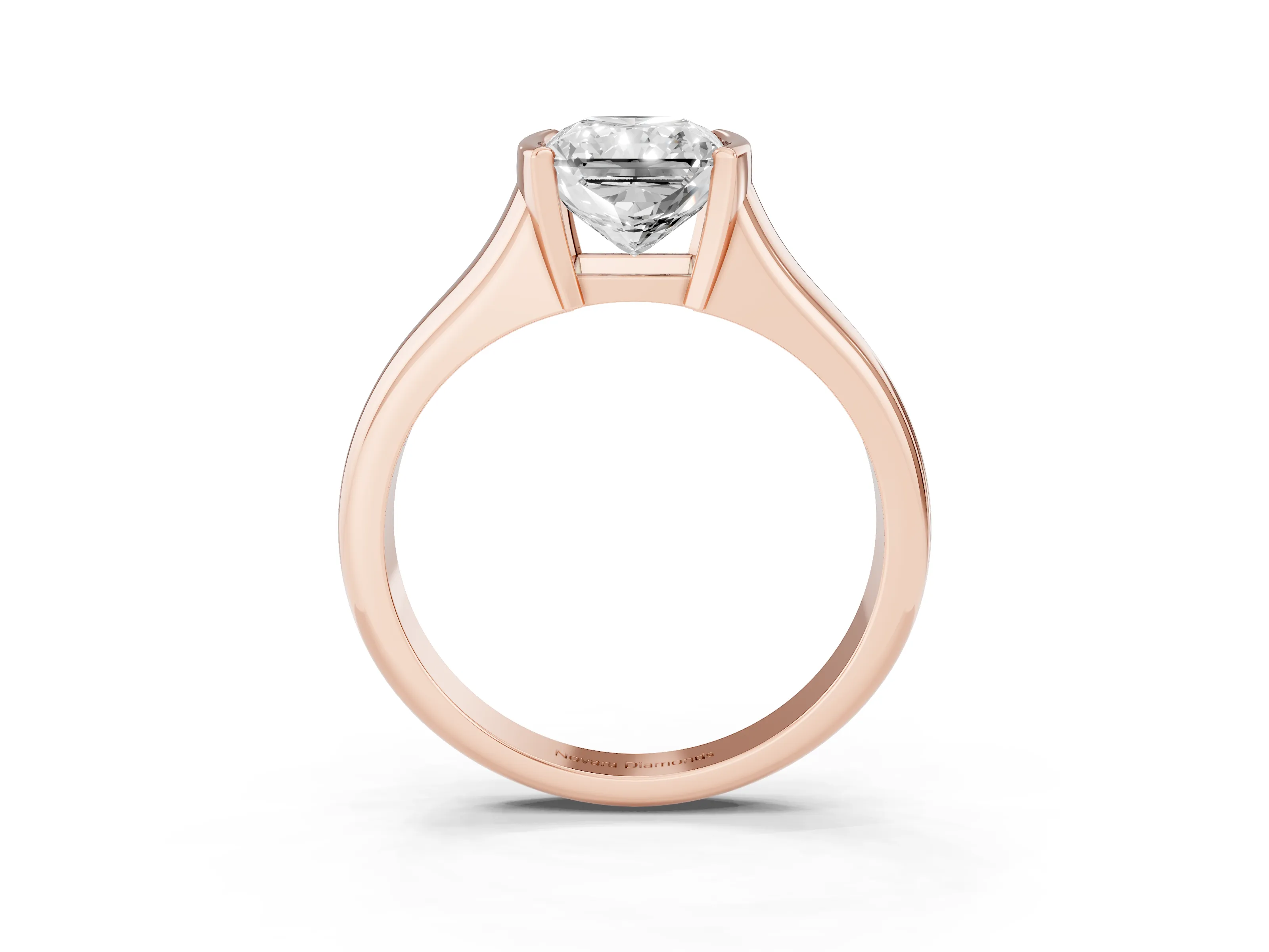 Radiant Cut Diamond Solitaire Tension Set Ring Set in Rose gold with Split Shank Band