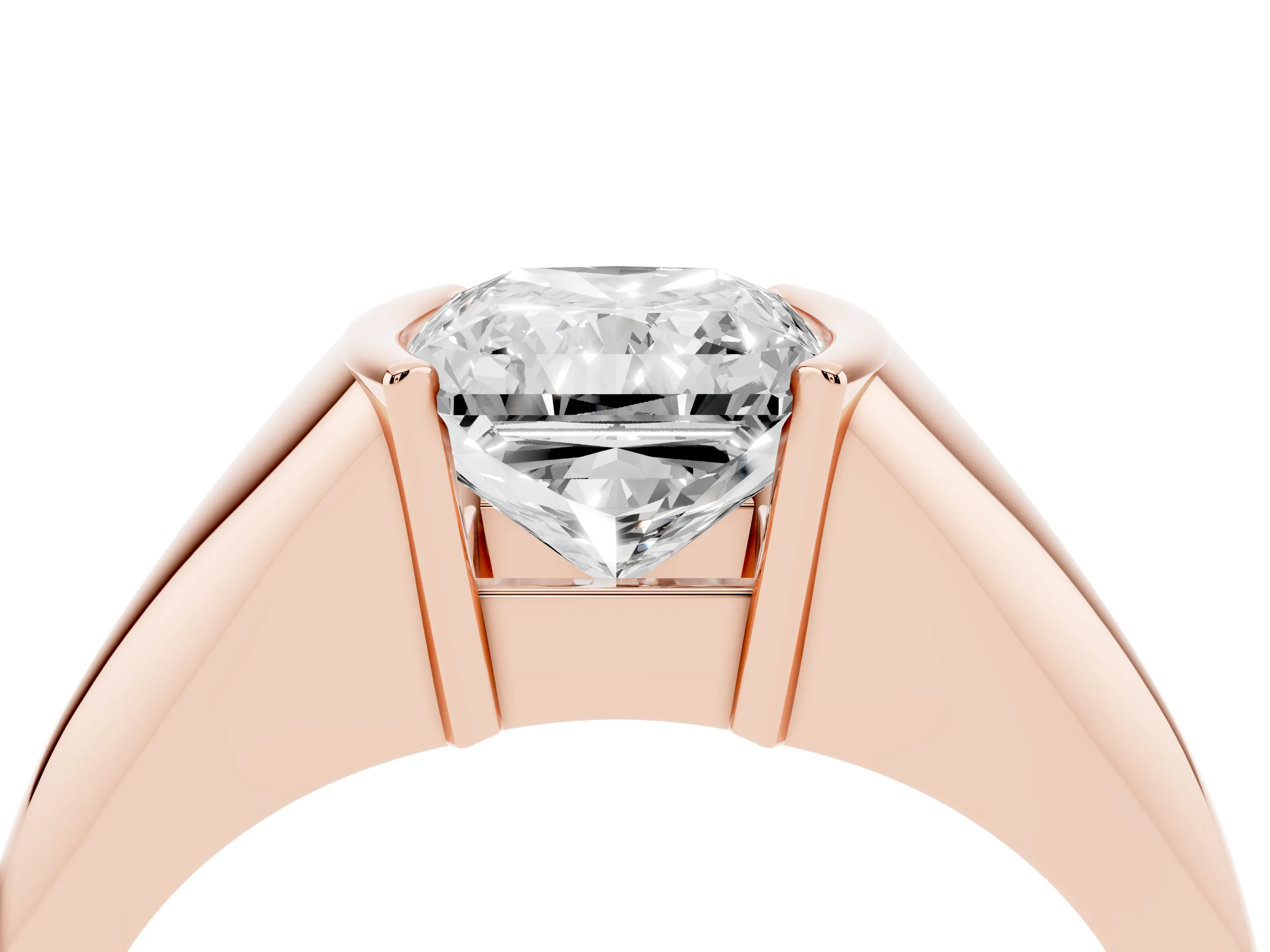 Radiant Cut Diamond Solitaire Tension Set Ring Set in Rose gold