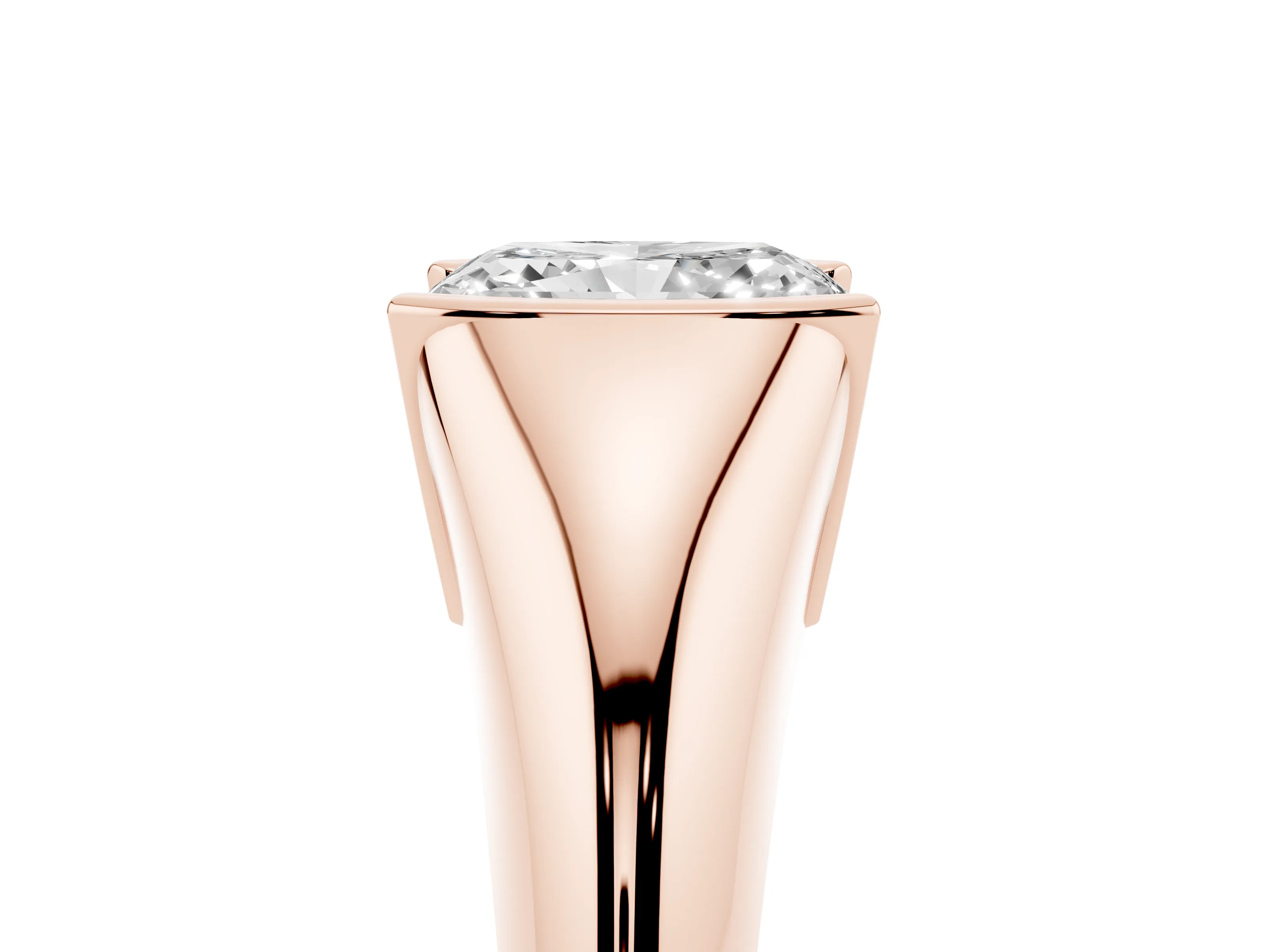 Radiant Cut Diamond Solitaire Tension Set Ring Set in Rose gold