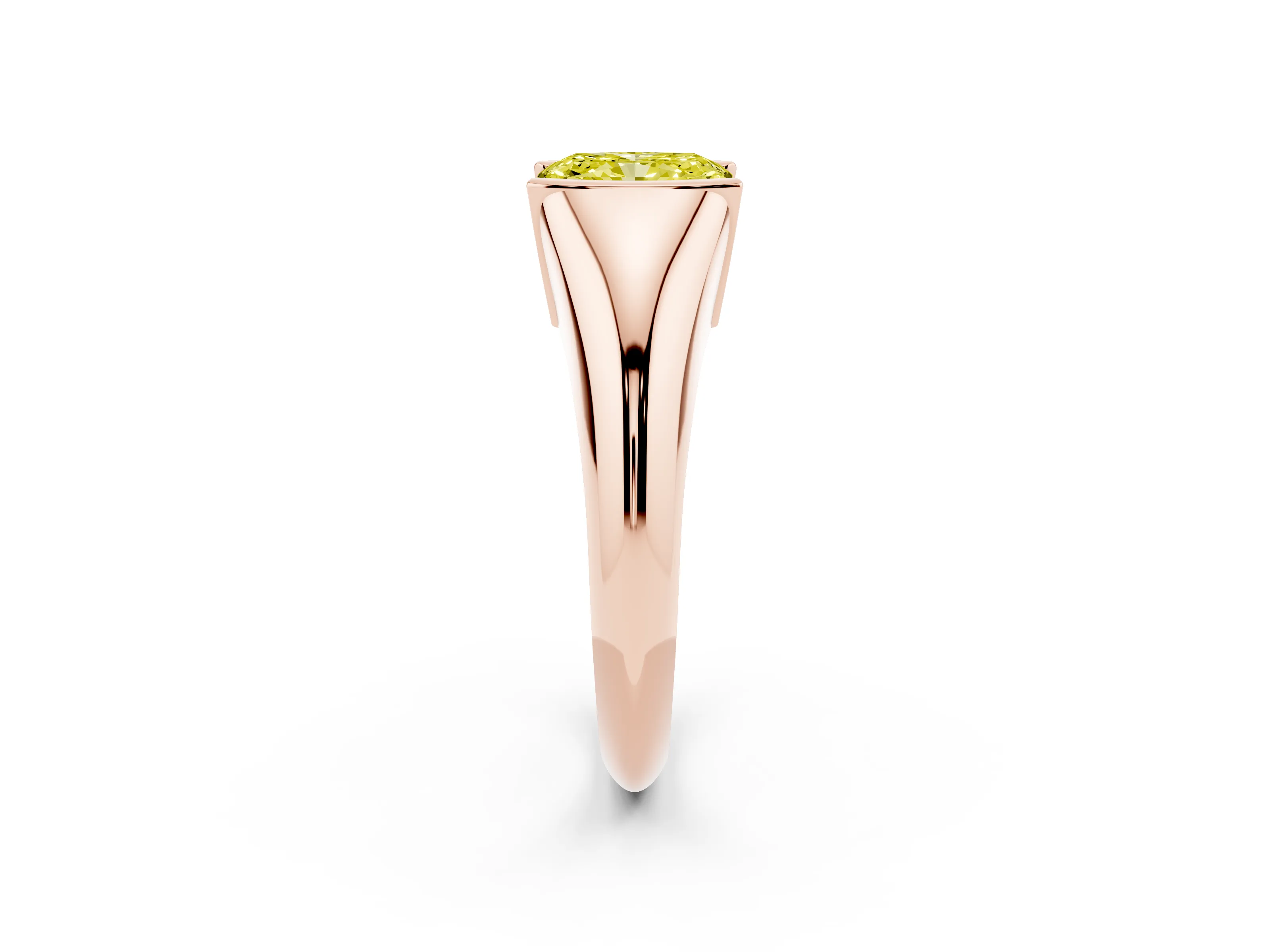 Fancy Yellow Radiant Cut Diamond Solitaire Tension Set Ring Set in Rose gold