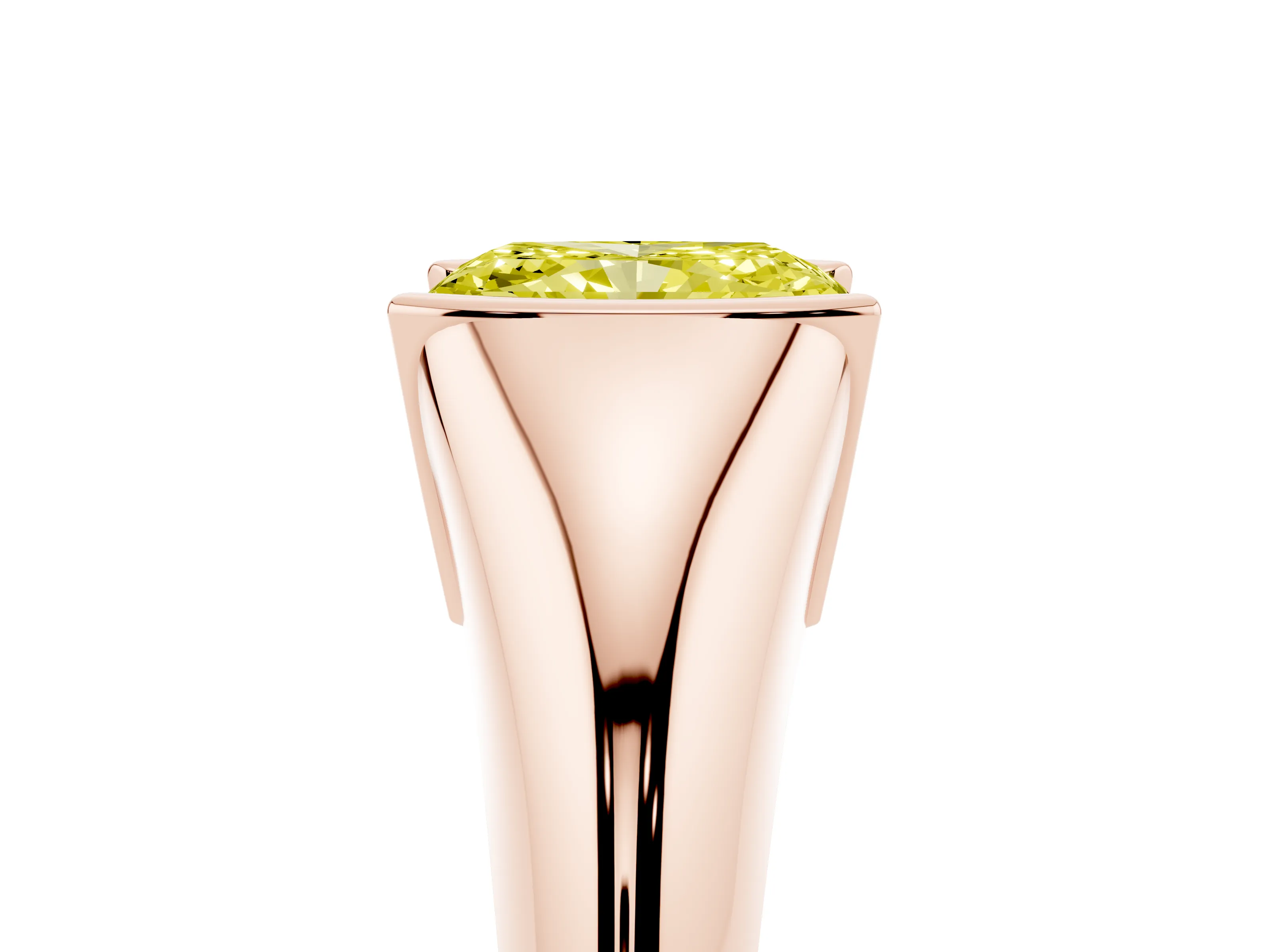Fancy Yellow Radiant Cut Diamond Solitaire Tension Set Ring Set in Rose gold