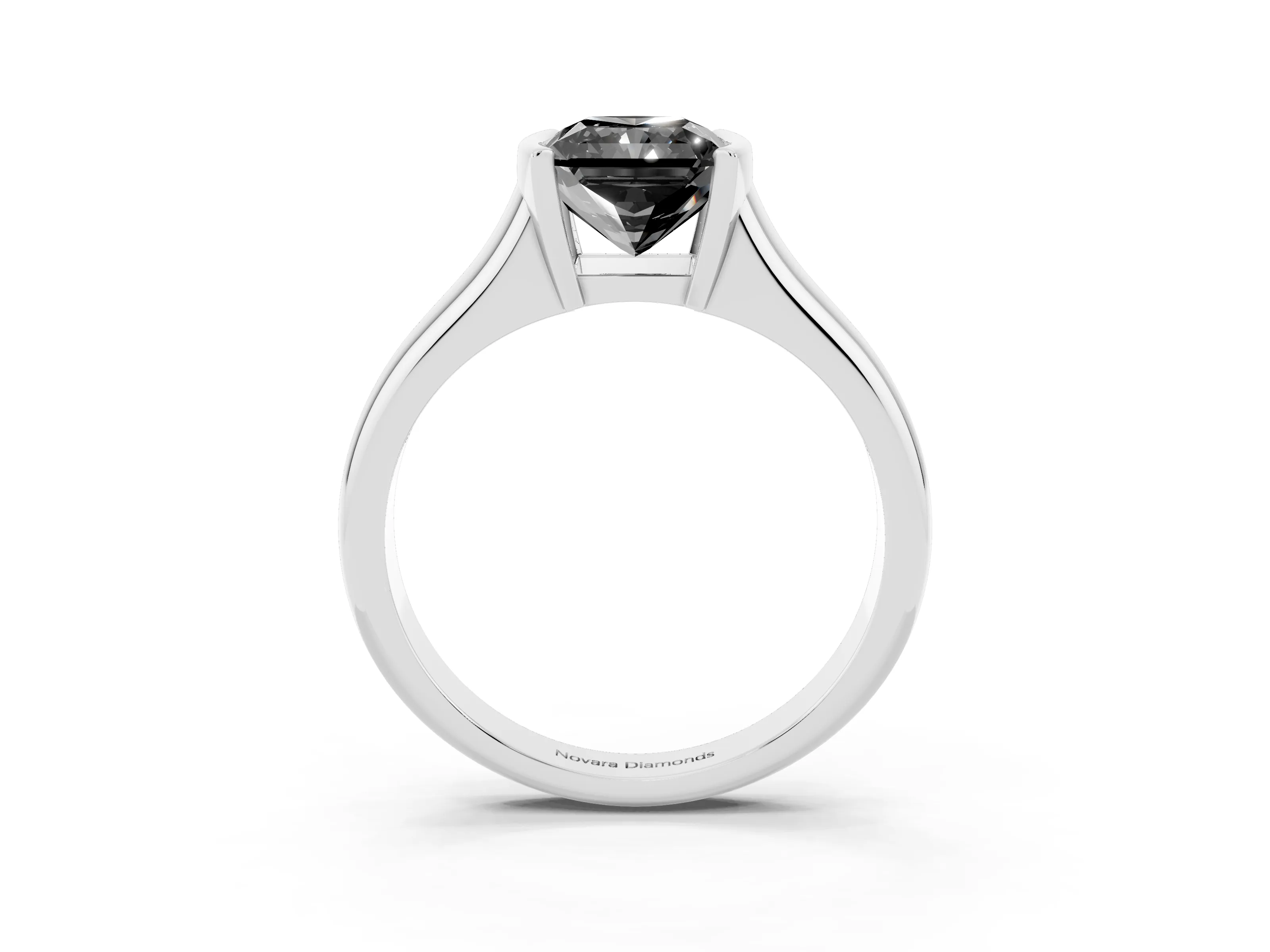 Fancy Black Radiant Cut Diamond Solitaire Tension Set Ring Set in Platinum with Split Shank Band