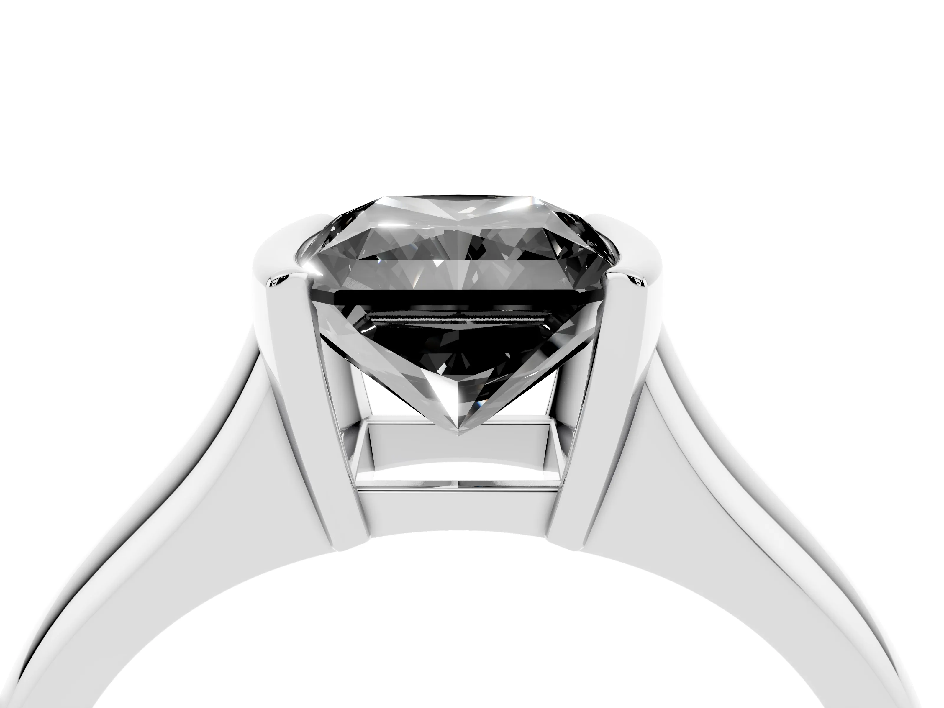 Fancy Black Radiant Cut Diamond Solitaire Tension Set Ring Set in Platinum with Split Shank Band