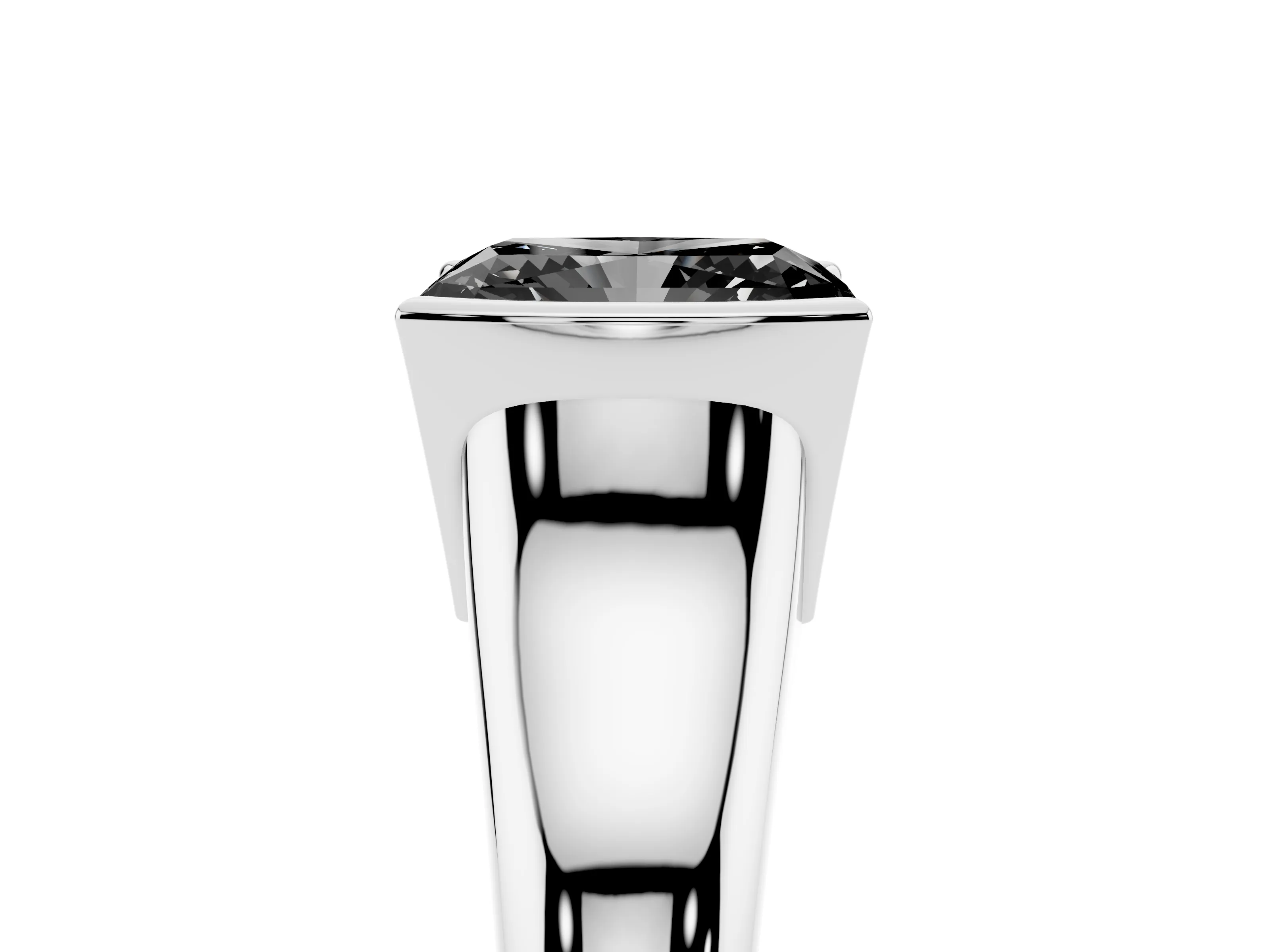 Fancy Black Radiant Cut Diamond Solitaire Tension Set Ring Set in Platinum with Split Shank Band