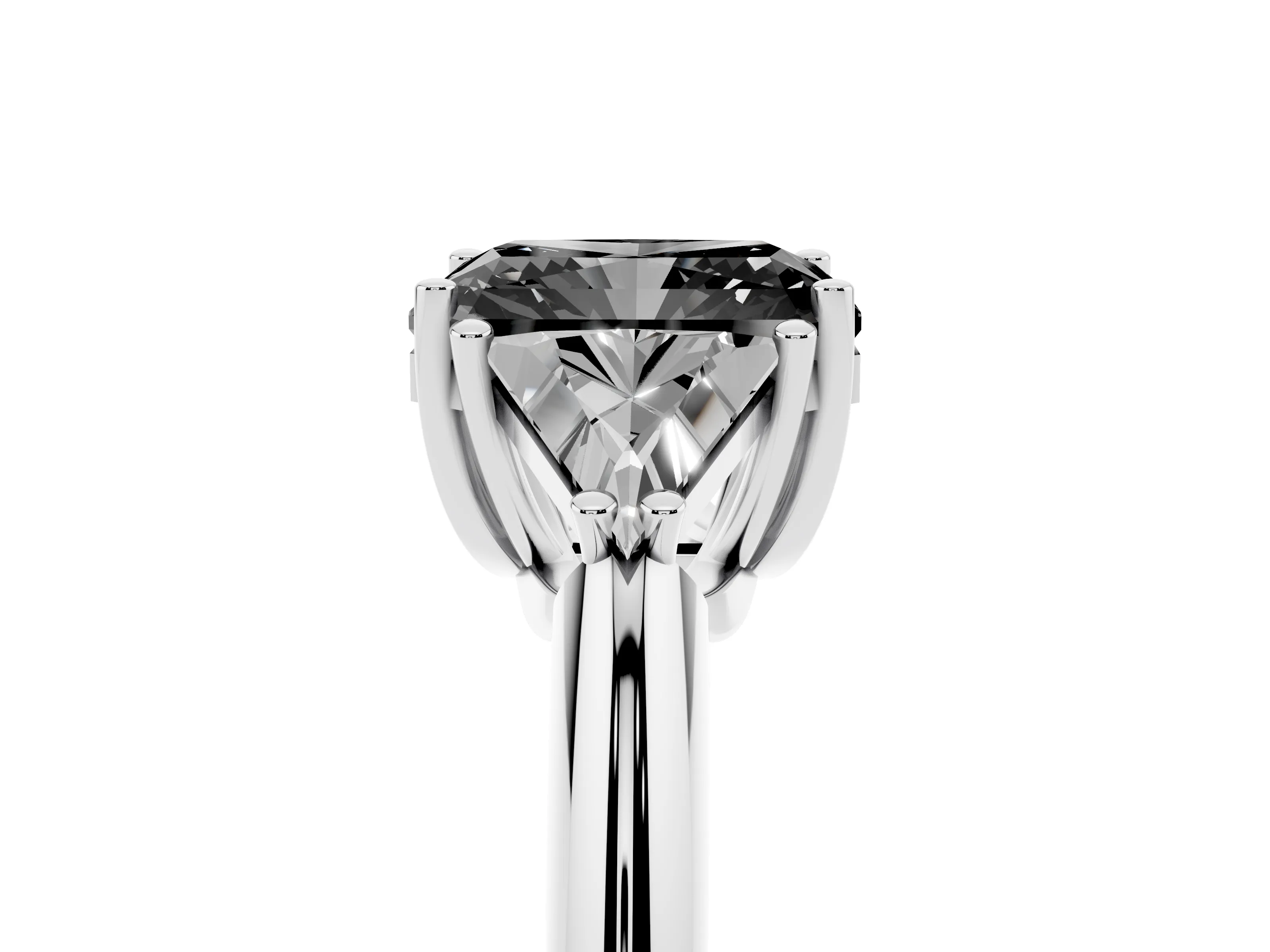 Fancy Black Radiant Cut Diamond Three-Stone Engagement Ring Set in White gold with Trillion Side Stones