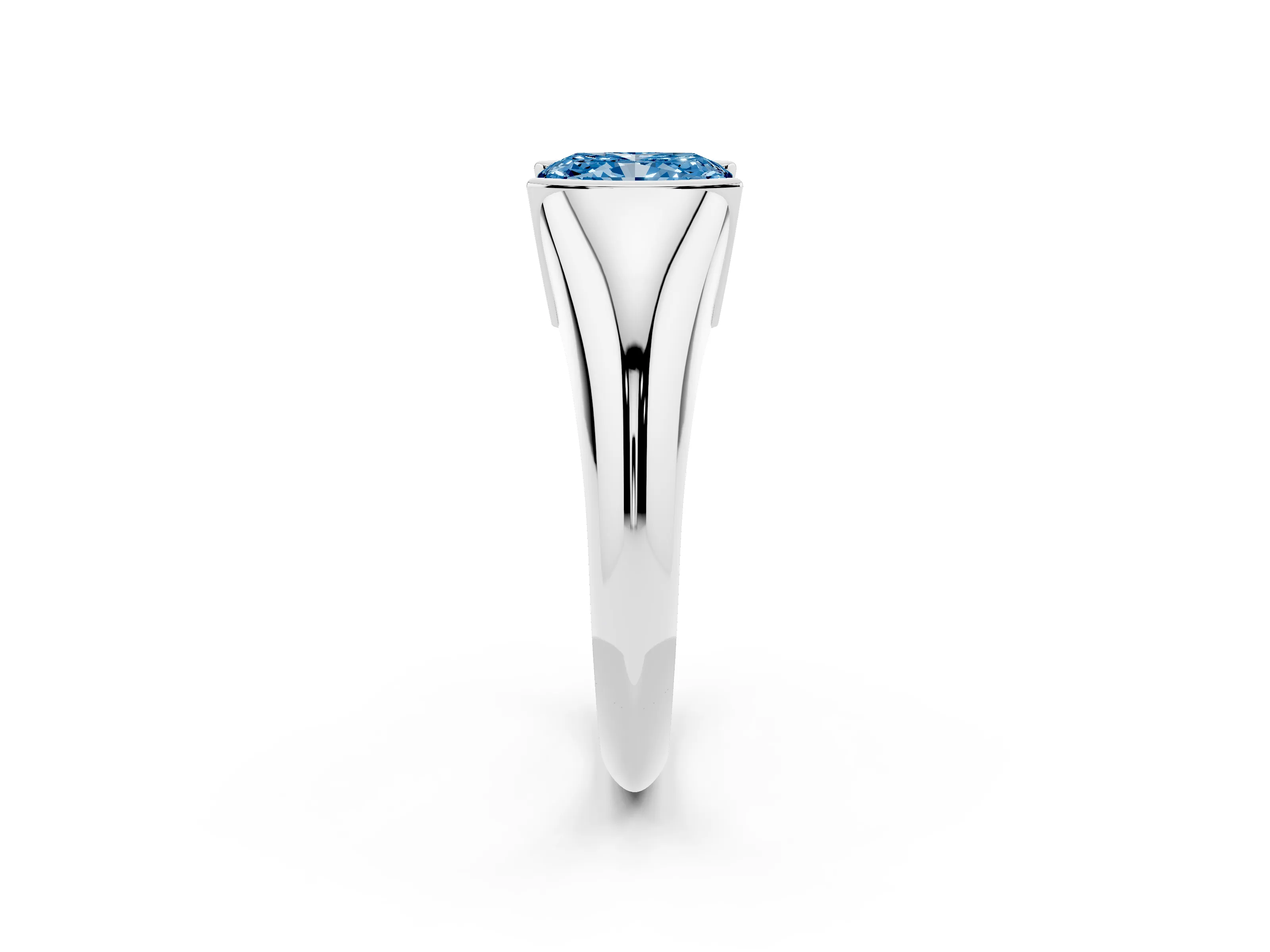 Fancy Blue Radiant Cut Diamond Solitaire Tension Set Ring Set in White gold