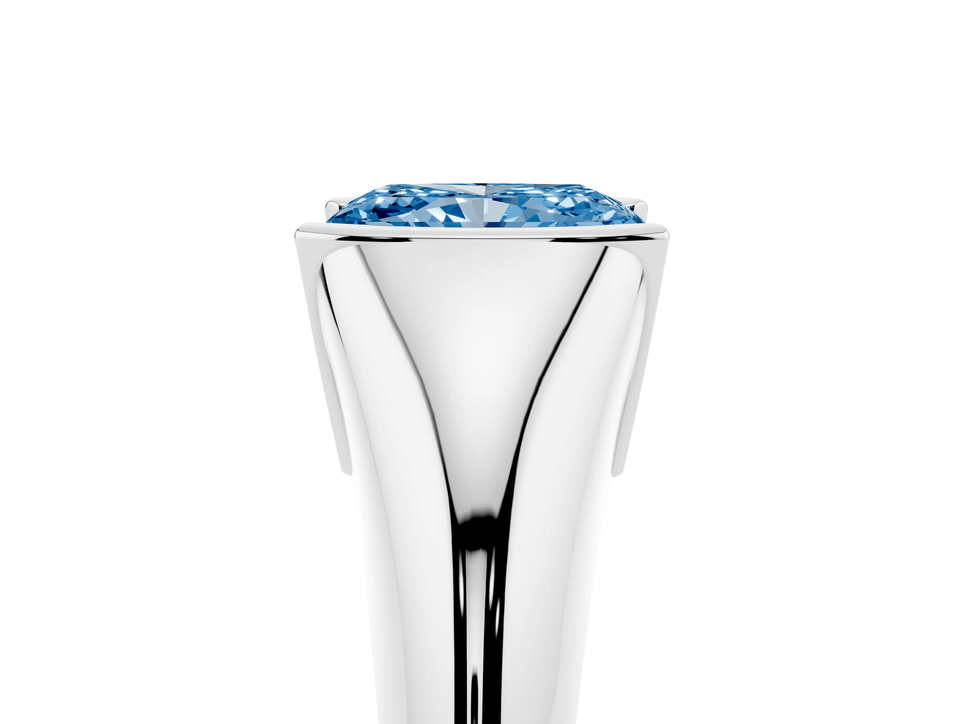 Fancy Blue Radiant Cut Diamond Solitaire Tension Set Ring Set in White gold