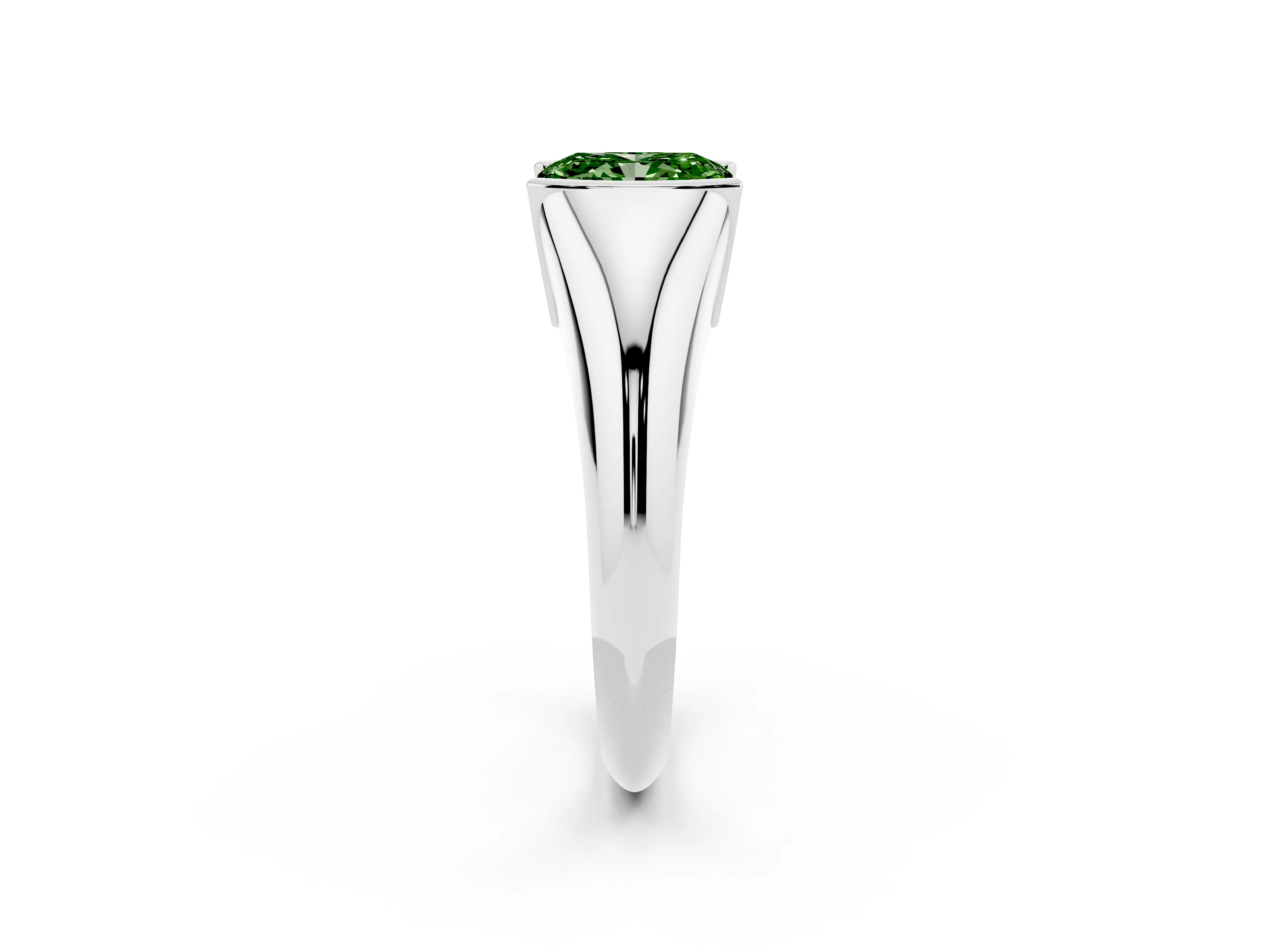 Fancy Green Radiant Cut Diamond Solitaire Tension Set Ring Set in Silver