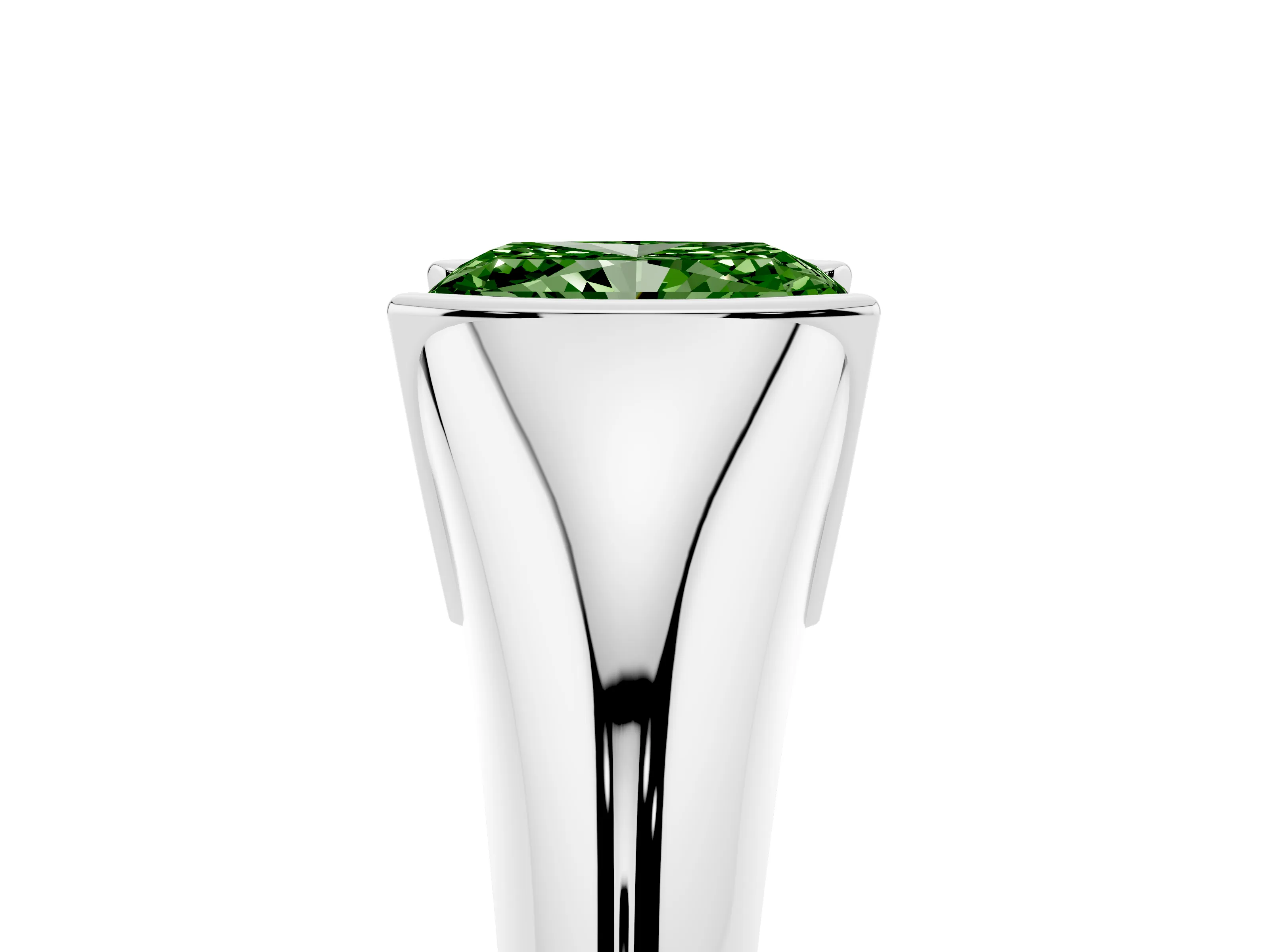Fancy Green Radiant Cut Diamond Solitaire Tension Set Ring Set in Silver