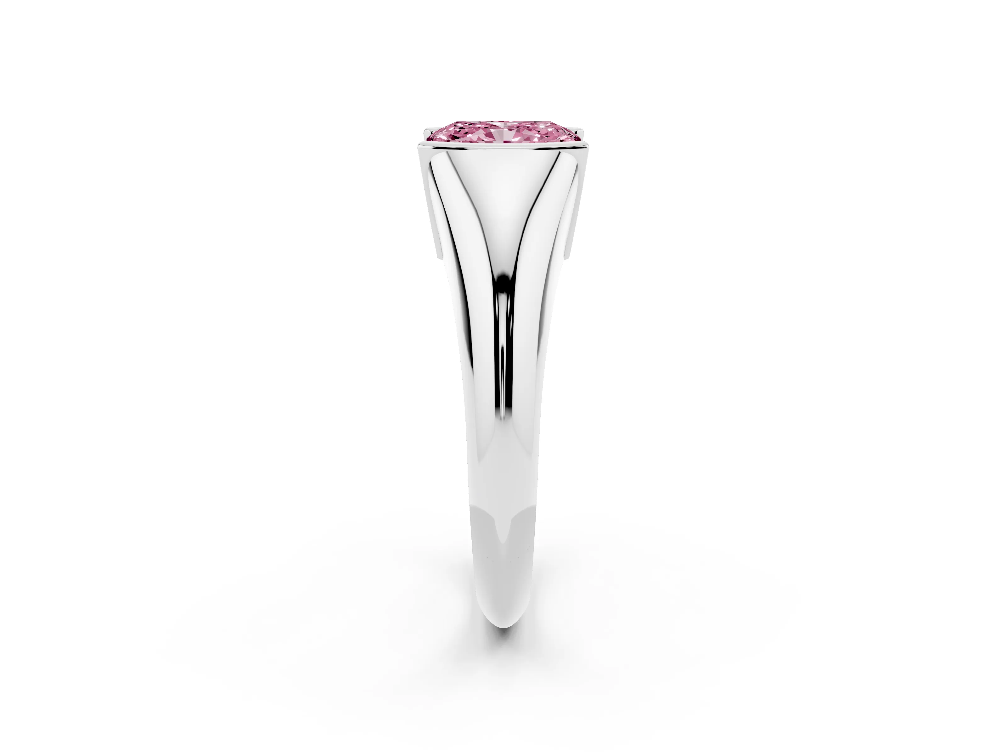 Fancy Pink Radiant Cut Diamond Solitaire Tension Set Ring Set in Platinum