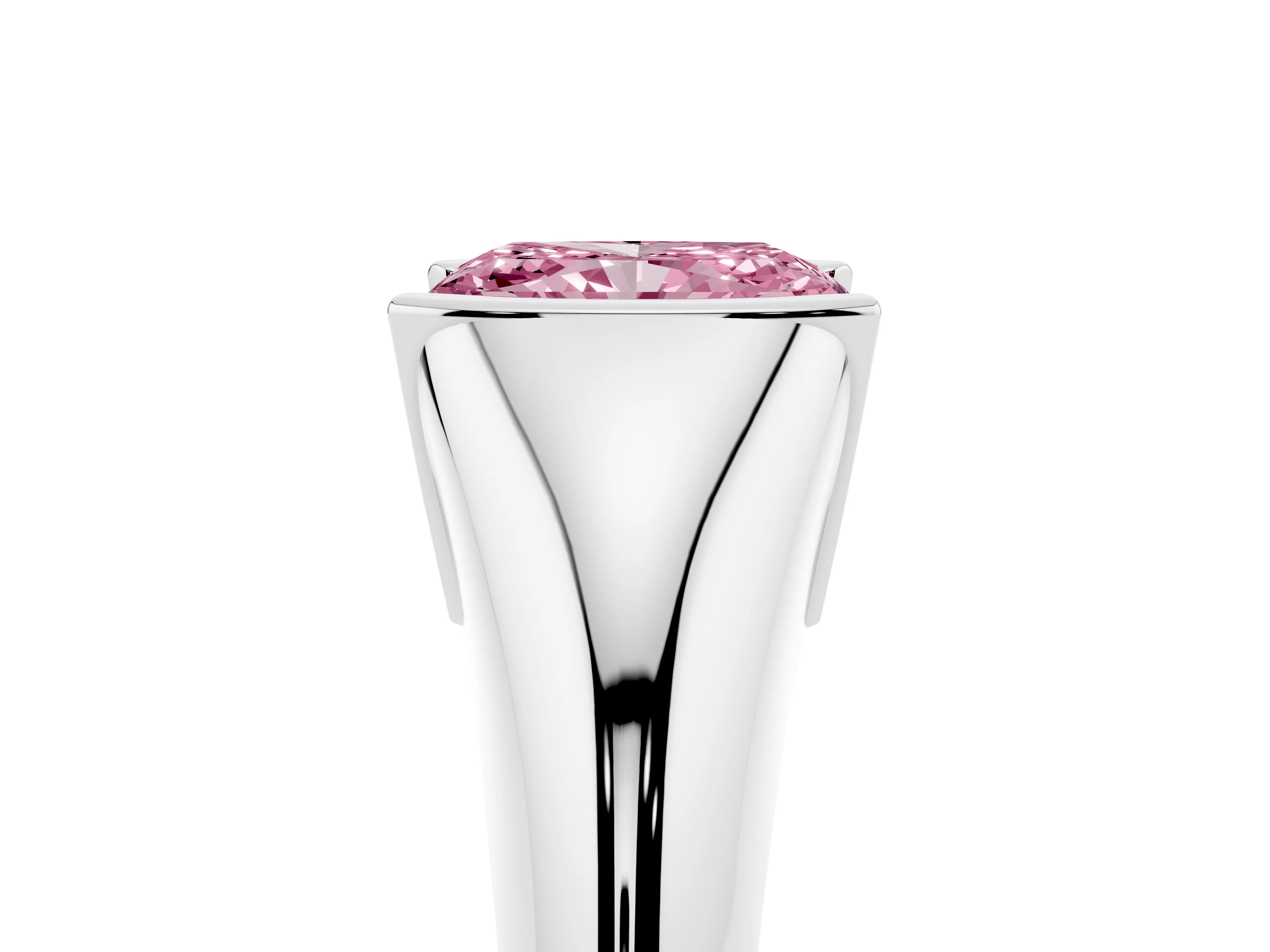Fancy Pink Radiant Cut Diamond Solitaire Tension Set Ring Set in Platinum