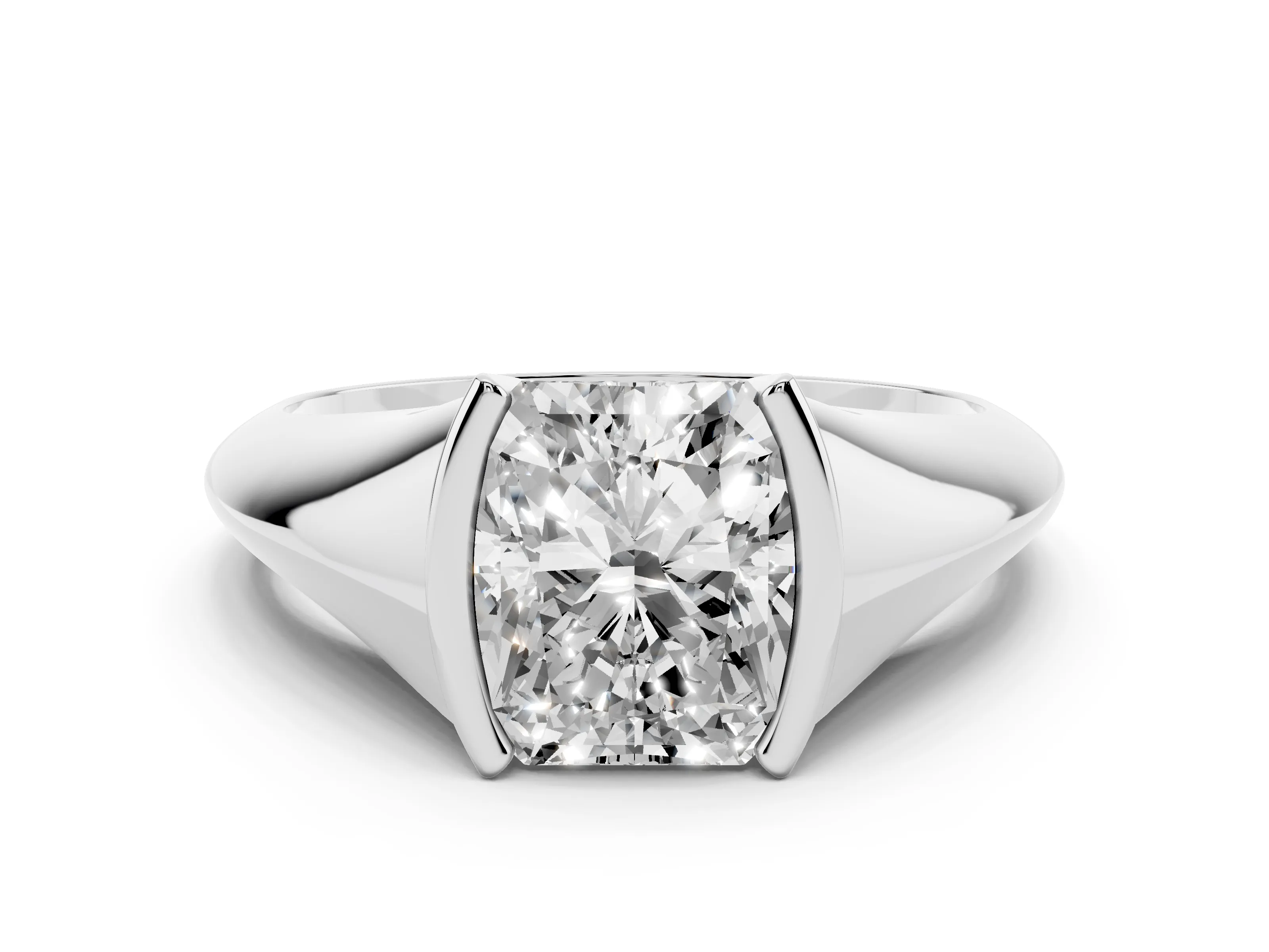 Radiant Cut Diamond Solitaire Tension Set Ring Set in Silver