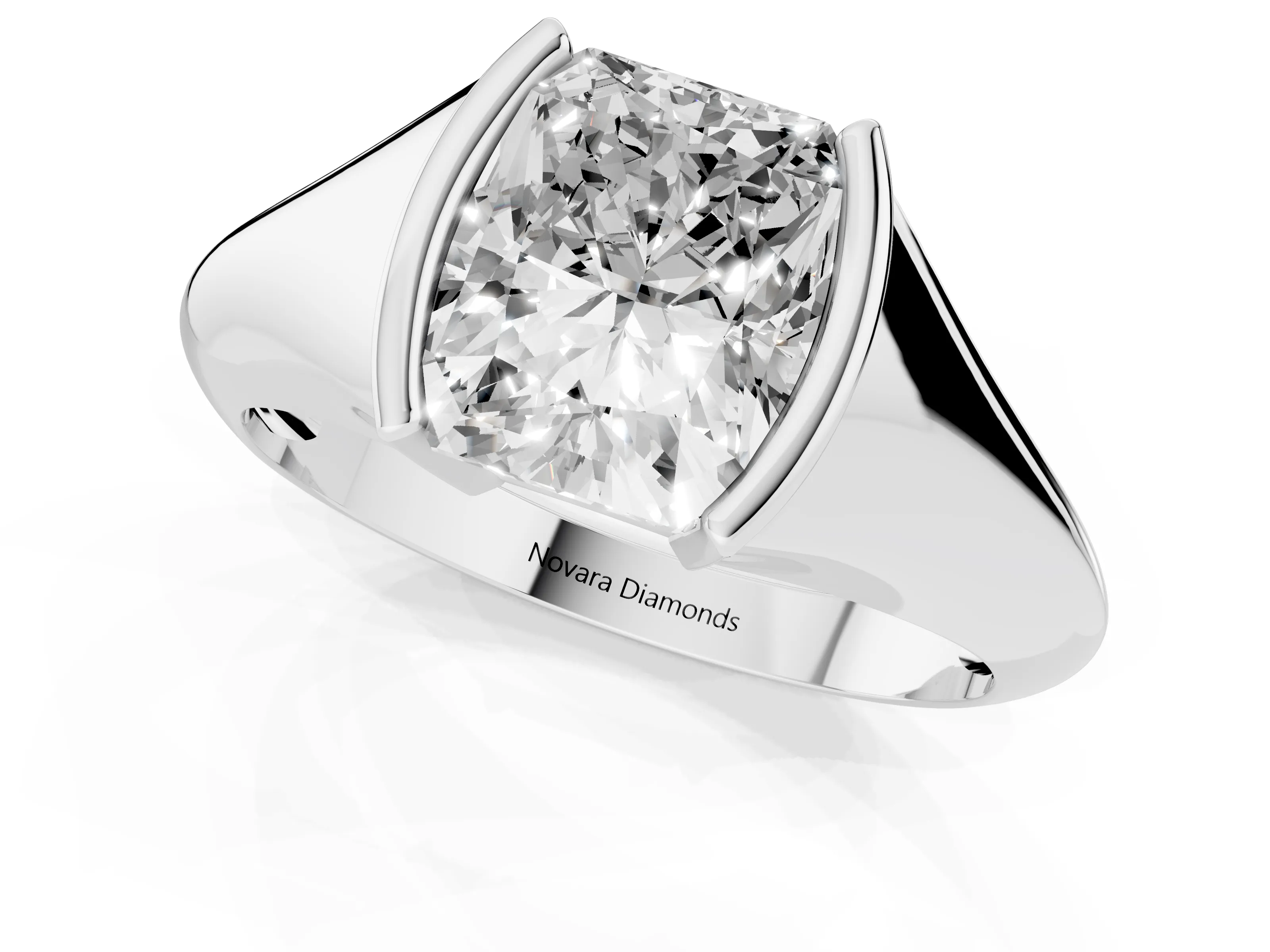 Radiant Cut Diamond Solitaire Tension Set Ring Set in Silver