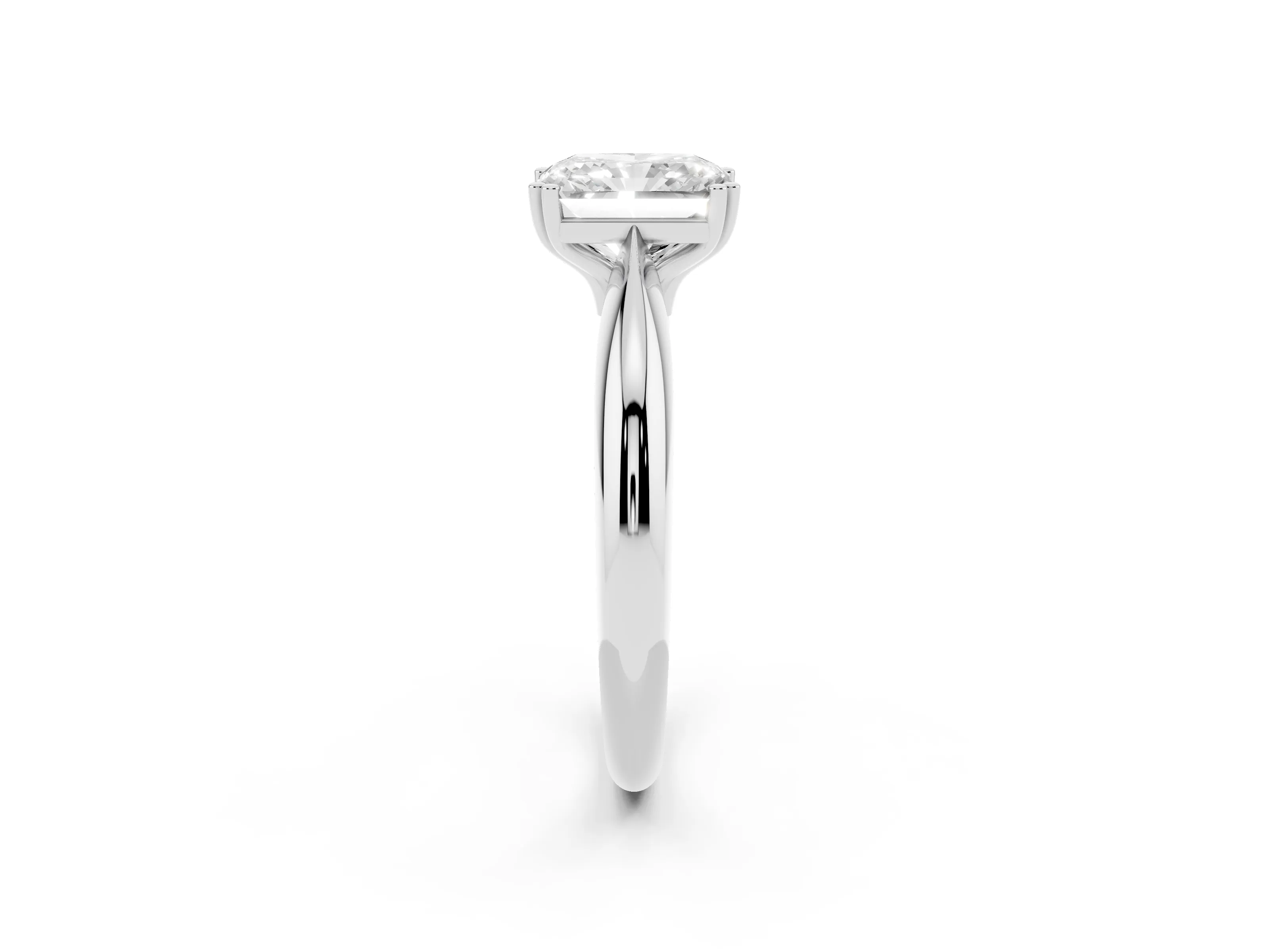 Radiant Cut Diamond Solitaire Engagement Ring Set in Platinum with Tapered Band and Prong Setting