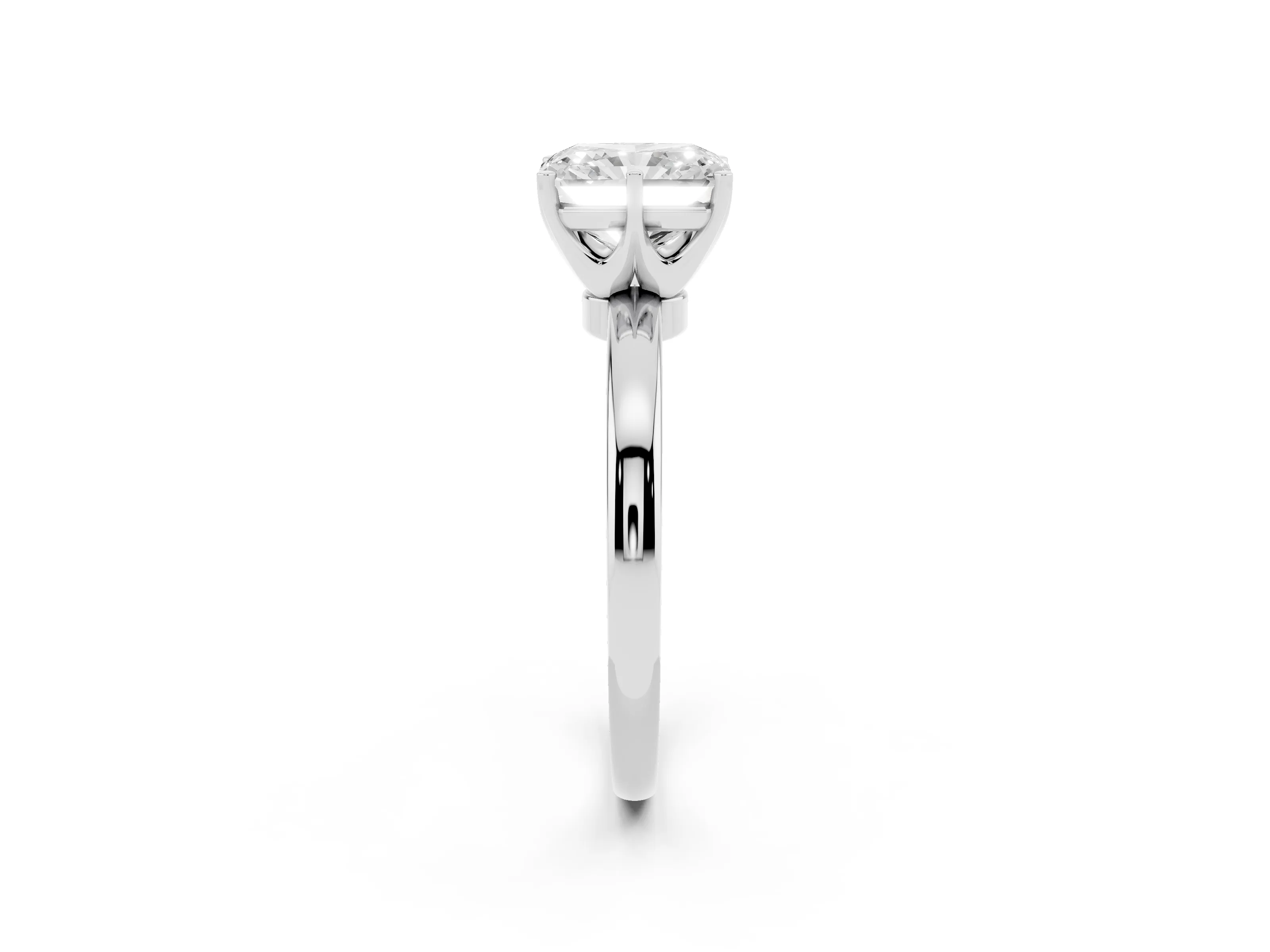 Radiant Cut Diamond Solitaire Ring Set in Silver with Raised Prong Setting on a Classic Band