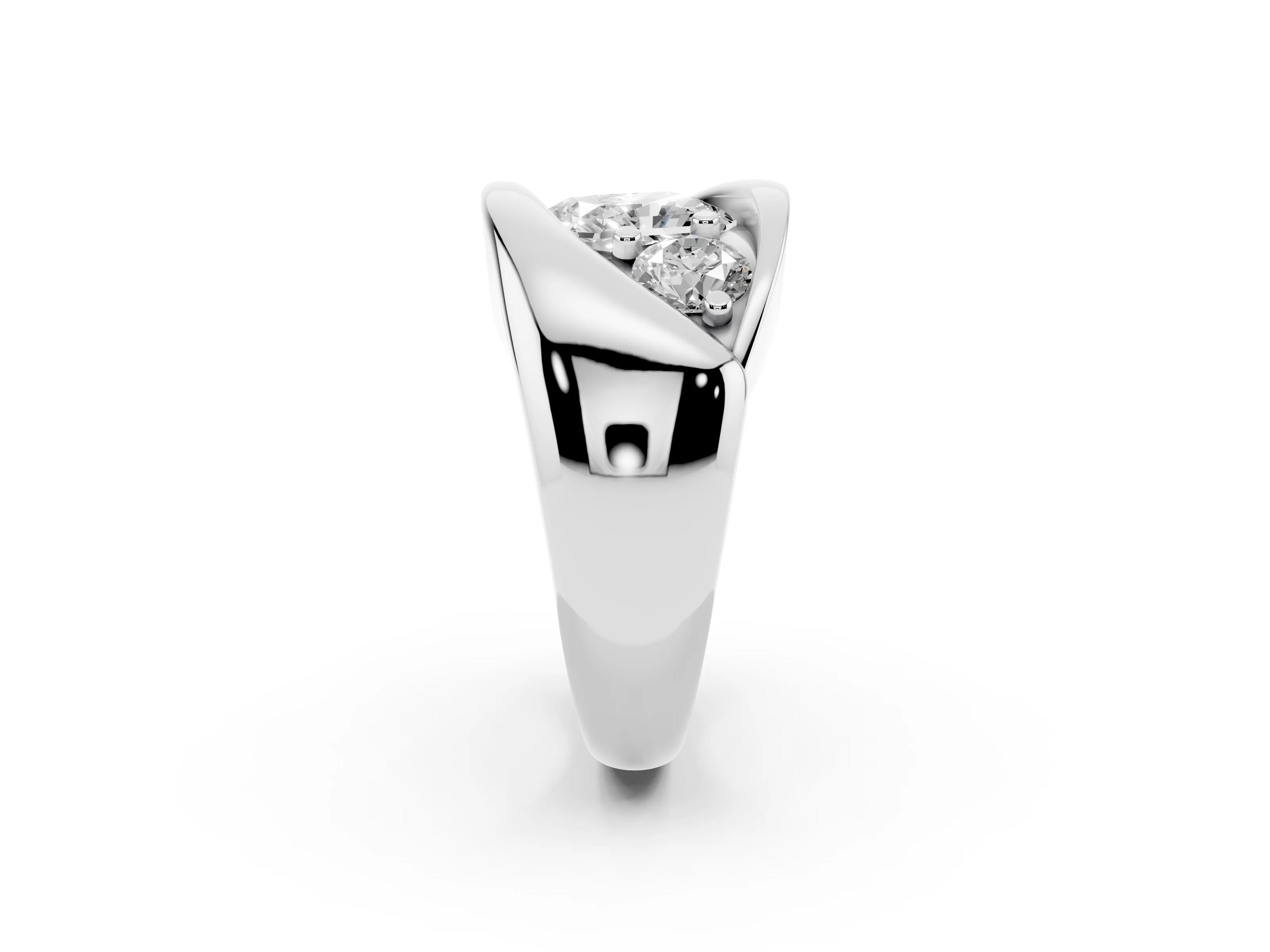 Radiant Cut Diamond Channel-Set Crossover Ring Set in Platinum