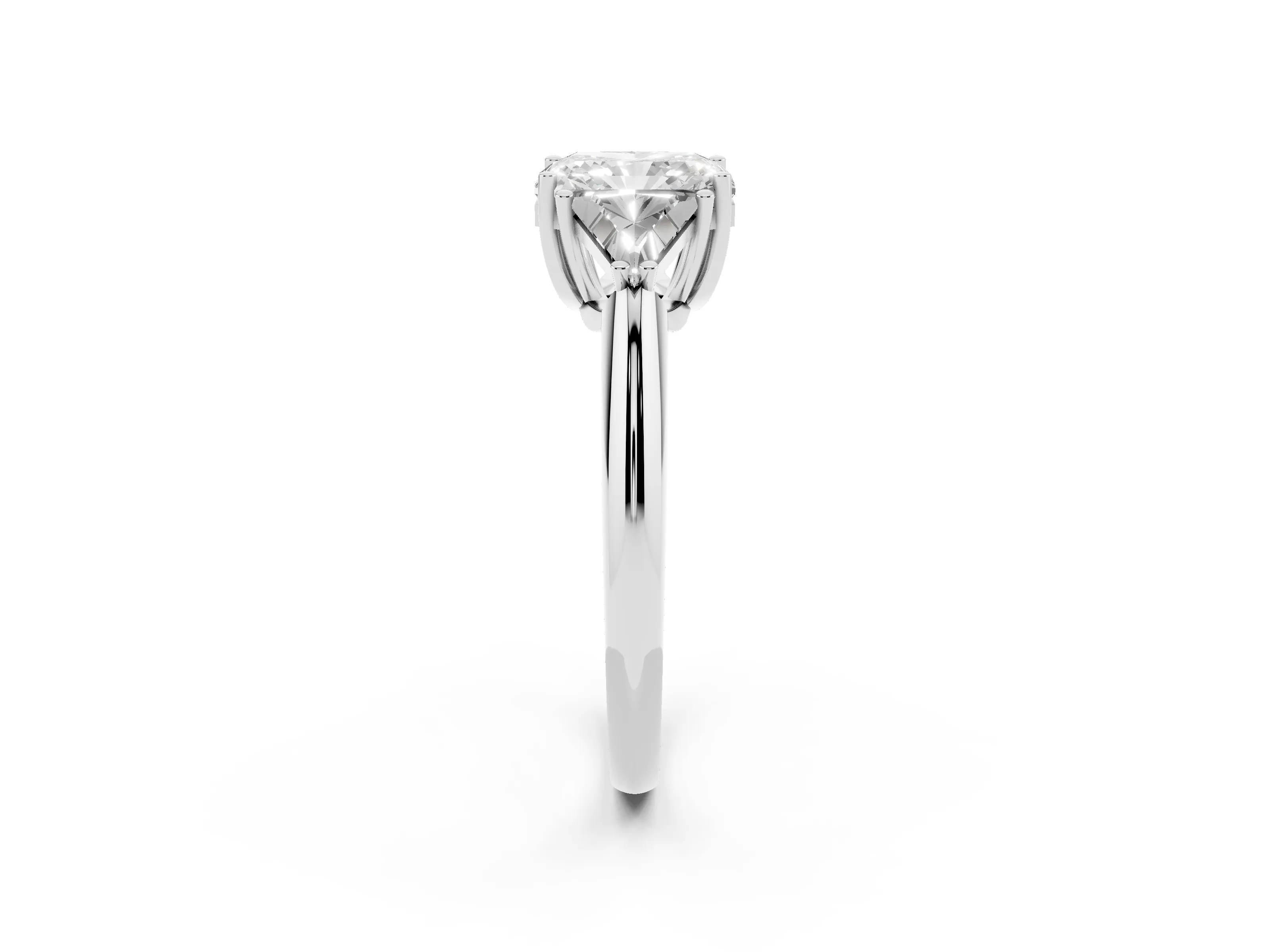 Radiant Cut Diamond Three-Stone Engagement Ring Set in Platinum with Trillion Side Stones