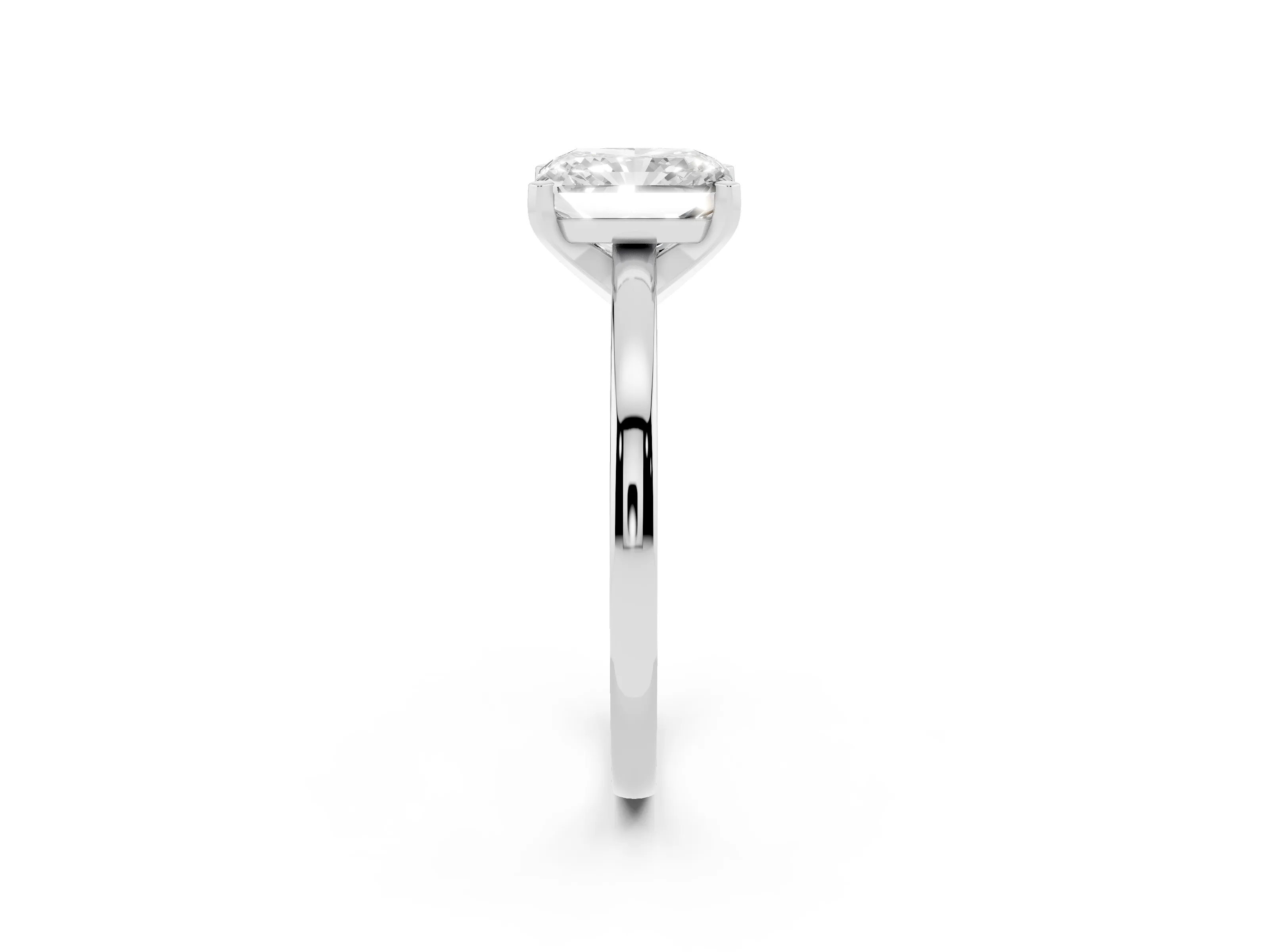 Radiant Cut Diamond Solitaire Engagement Ring Set in White gold with Prong Setting on a Classic Band